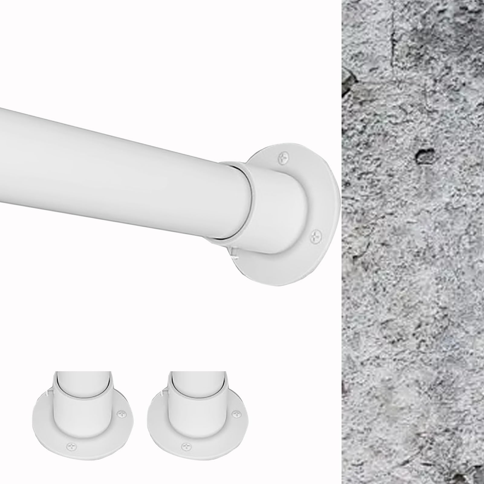 Barra Armario Soporte de Tubo para Armario Extraíble con Superficie mate Esmerilada, Soporte para Barra de Cortina para Guardarropas Que Ahorra Espacio para Apartamentos, Estante para Barra(White,160-