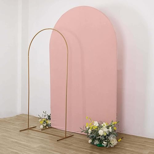 Vista 15 de Efavormart - Marco de fondo redondo de elastano de 7 pies, cubierta de arco de boda de 2 lados Blanco