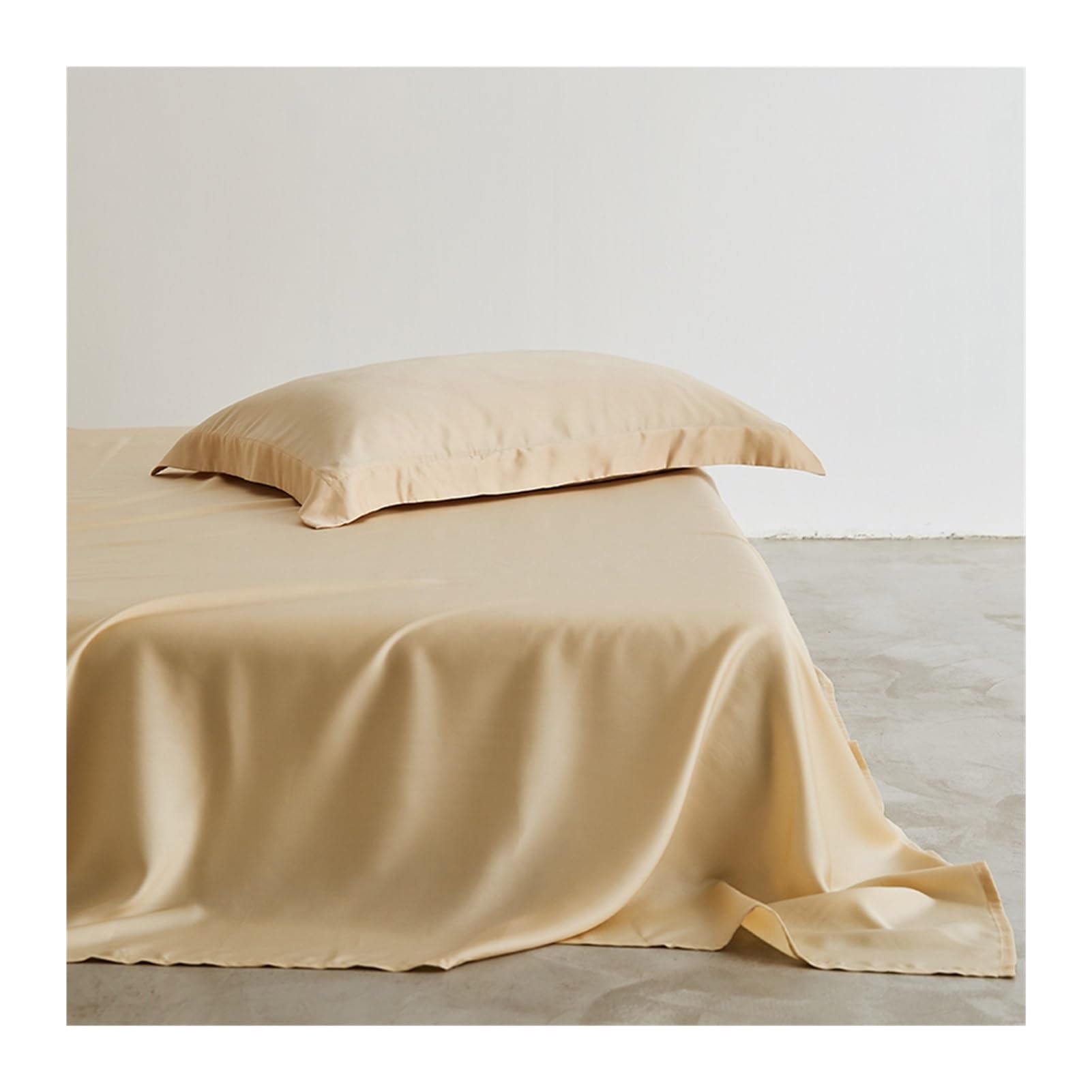 RUZGAR Sábana Encimera Tencel Lyocell Eucalipto Sábana Plana Suave de Lujo Refrescante Transpirable Sedosa Sábana Encimera para Cama de 90-100 150-180 200(Yellow,245x270cm)