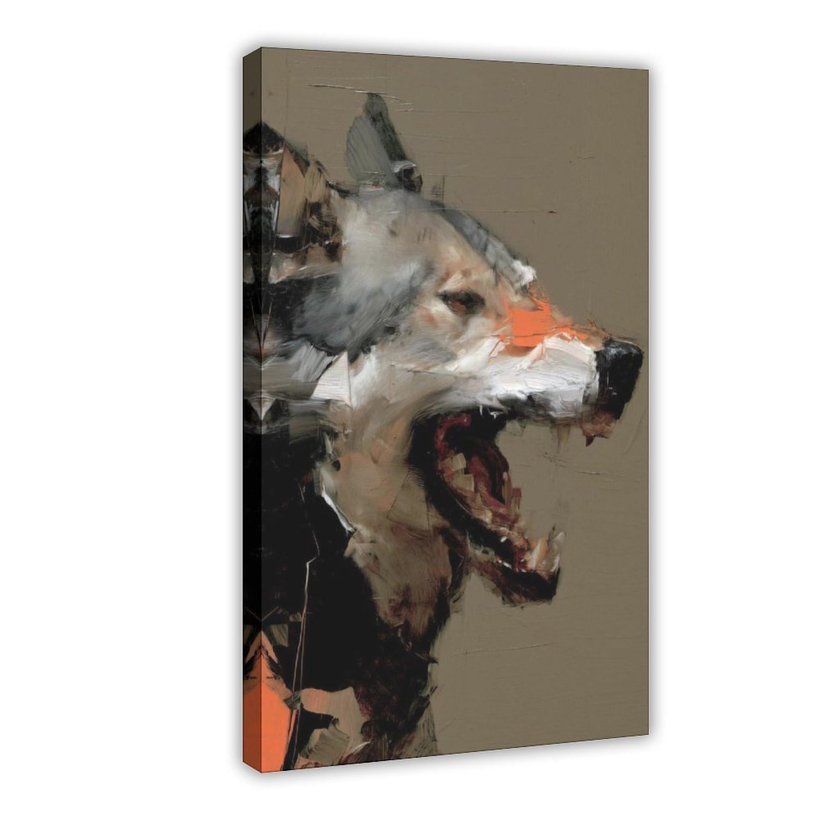 Ywtjax Frame-Style Abstract Wolf Snarl Poster Canvas Poster For Dorm Room Decor Gift
