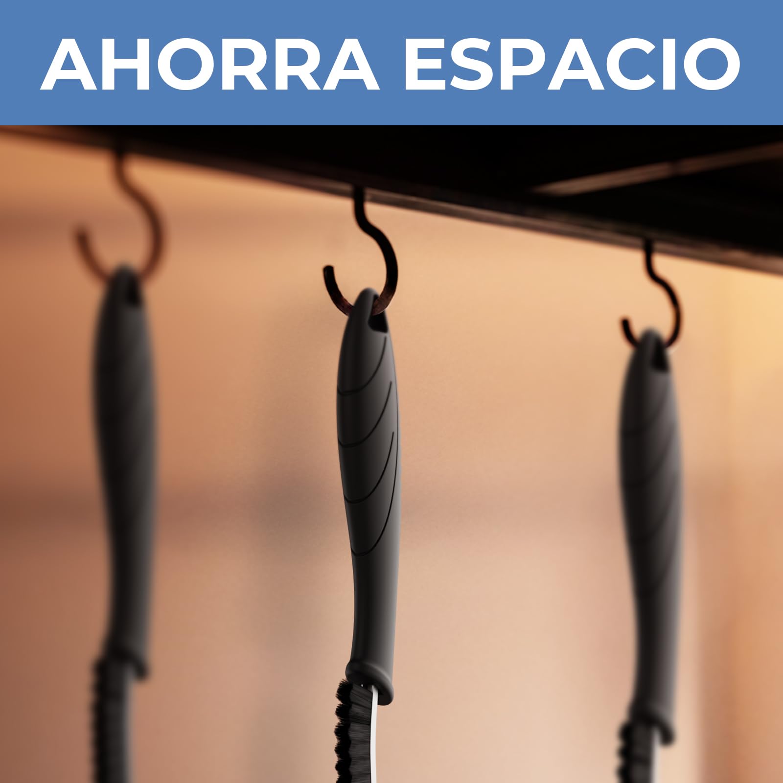 Cleangor Cepillo de Limpieza de Grietas, Cerdas Duras, Mango Ergonómico, 3 Negro