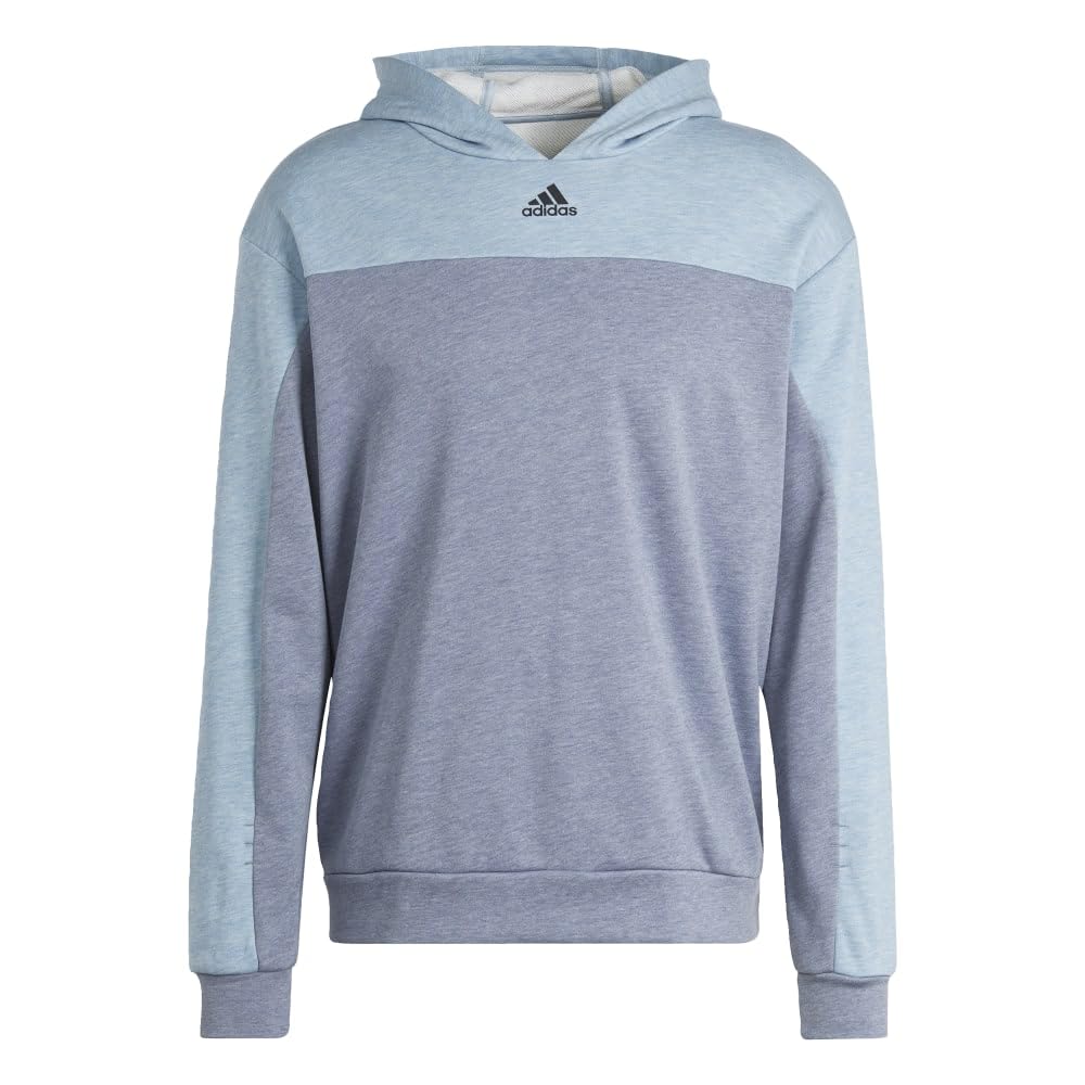 adidas Men's Mélange Hoodie, Blue Grey Melange/Wonder Blue Mel, M