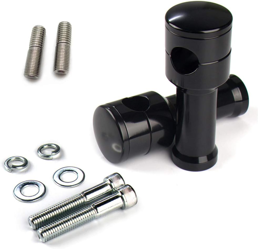 HTTMT- TGHD-HAD001+HBS011-CD- Chrome Round 2" Rise 25mm Handlebar Risers Compatible With DNA Paughco Springer Chopper Bobber