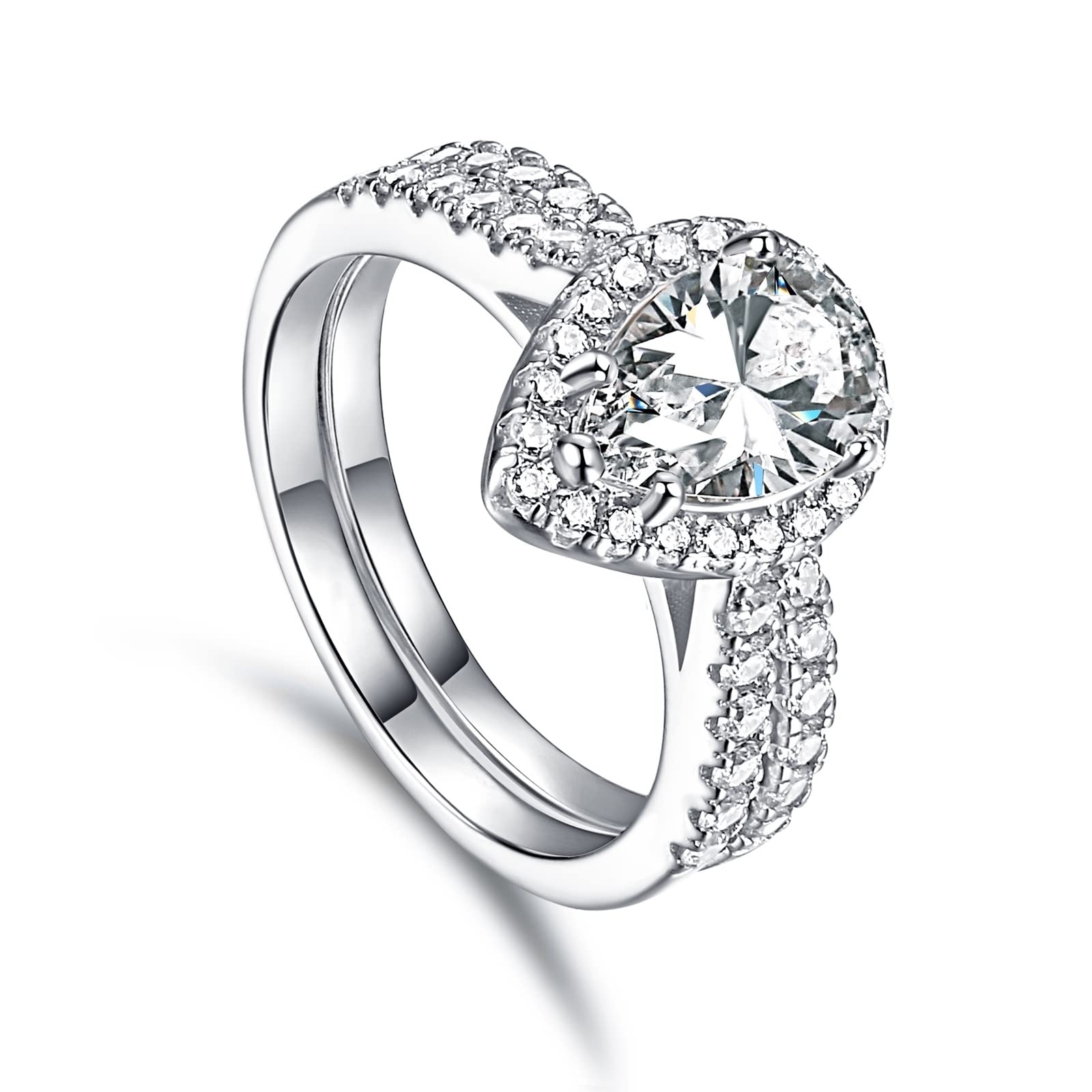 Anillo de compromiso pequeño, anillos para adolescentes y niñas, circonita cúbica vintage en forma de pera de corte de piedra de corte de diseño de anillo de aniversario para mujeres tamaño