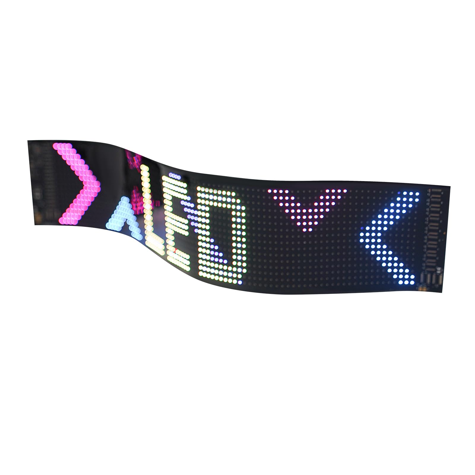 Elastyczny ekran LED, tablica wyników LED, elastyczna, do sklepu, baru, reklamy, 59,5 cm x 12 cm, prostokątna, przewijanie programowalne, USB, z dwustronną taśmą klejącą i pilotem zdalnego sterowania