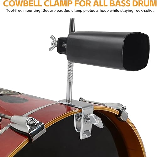 Miniatura 6 de Cowbell - Abrazadera de percusión para cencerros, kit de tambor de jazz montado en aro