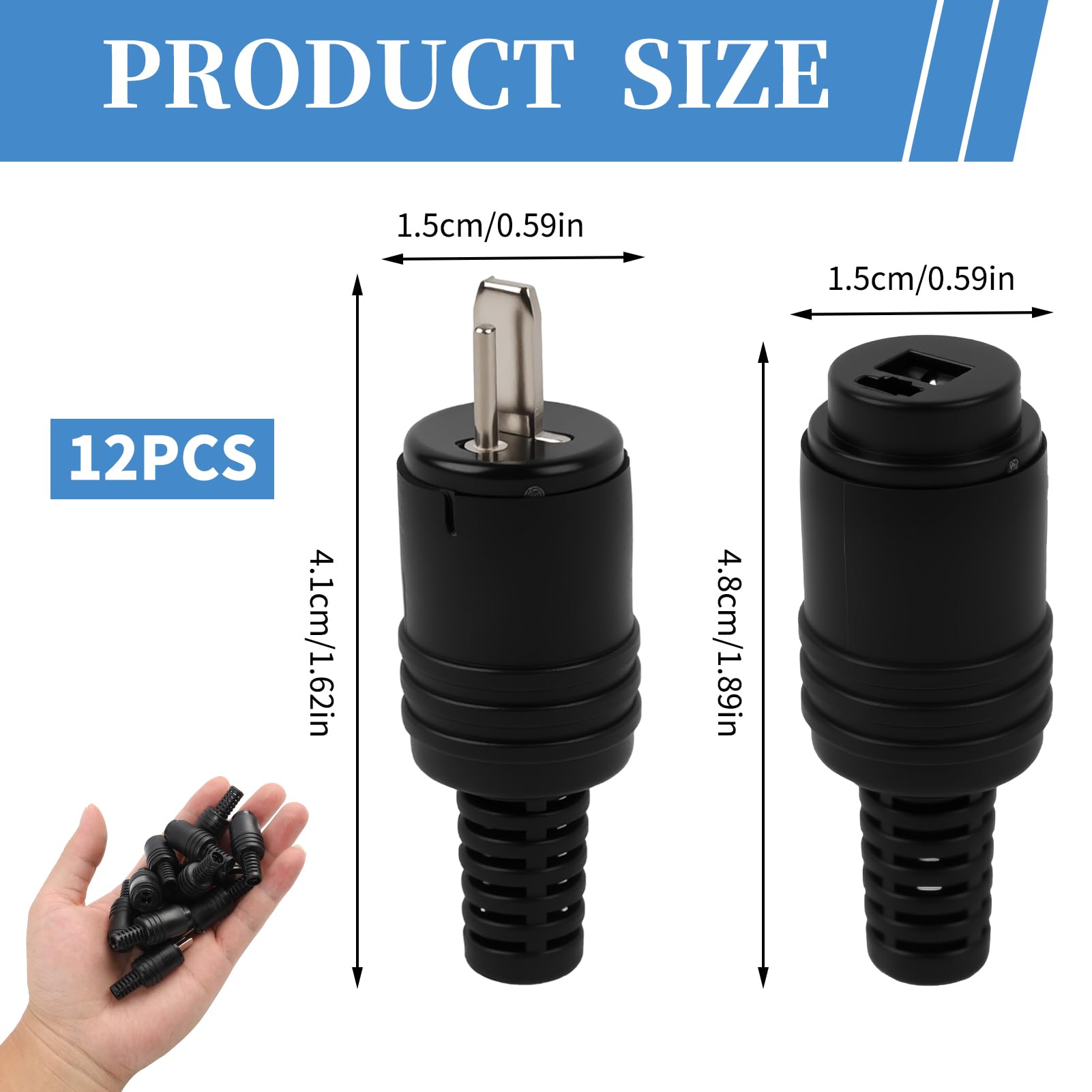 Connecteurs DIN 2 Broches Pour Haut-parleurs - Lot De 12 (6 Mâles + 6 Femelles) - Bornes à Vis, Installation Sans Soudure - Pour Systèmes Audio HiFi