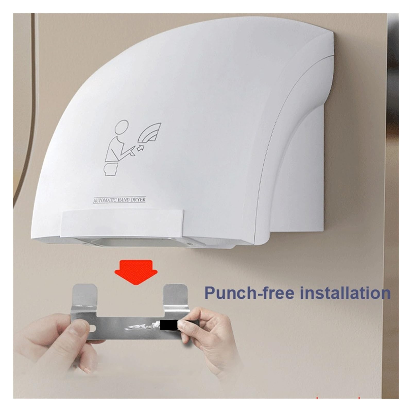 Secamanos Electrico, Secador de Manos de inducción Inteligente Totalmente automático, montado en la Pared, de Aire Caliente frío de Alta Velocidad.