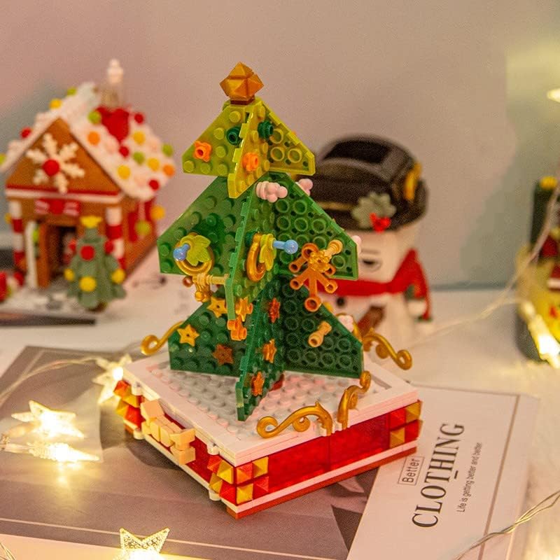 Miniatura 8 de FLIPNEX Kits de construcción de árbol de Navidad para niños, caja de música, árbol de Navidad, botas de nieve, casa de pan de jengibre, muñeco de