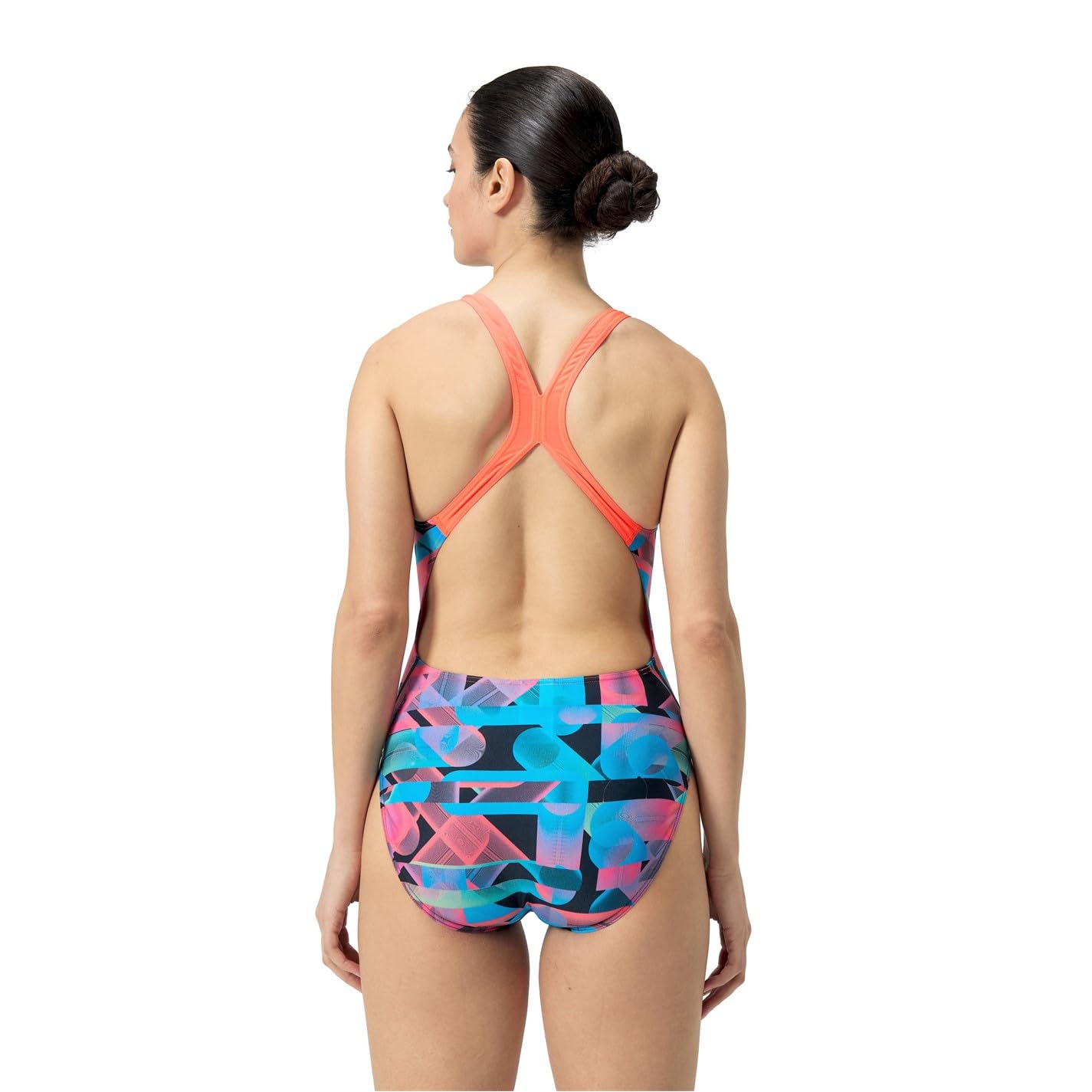 Speedo Costume Donna Piscina Nuoto Intero Allover Digital Powerback Blu Rosa Nero 42 ITA - 36 DE