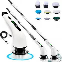 Esfregão Elétrico Giratório 9 em 1 Escova Rotativa MOP para Limpeza Sem Fio Multiuso Portátil Recarregável com Cabo Ajustável Limpa Banheiro Chão Cozinha Azulejo Piso