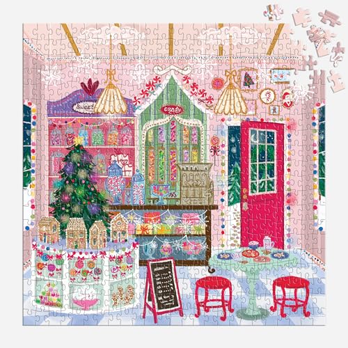 Galison - Rompecabezas Gingerbread Cottage de 500 piezas para adultos con caja en forma de casa, Navidad, papel reciclado, tamaño terminado 20" x 20" miniatura 6