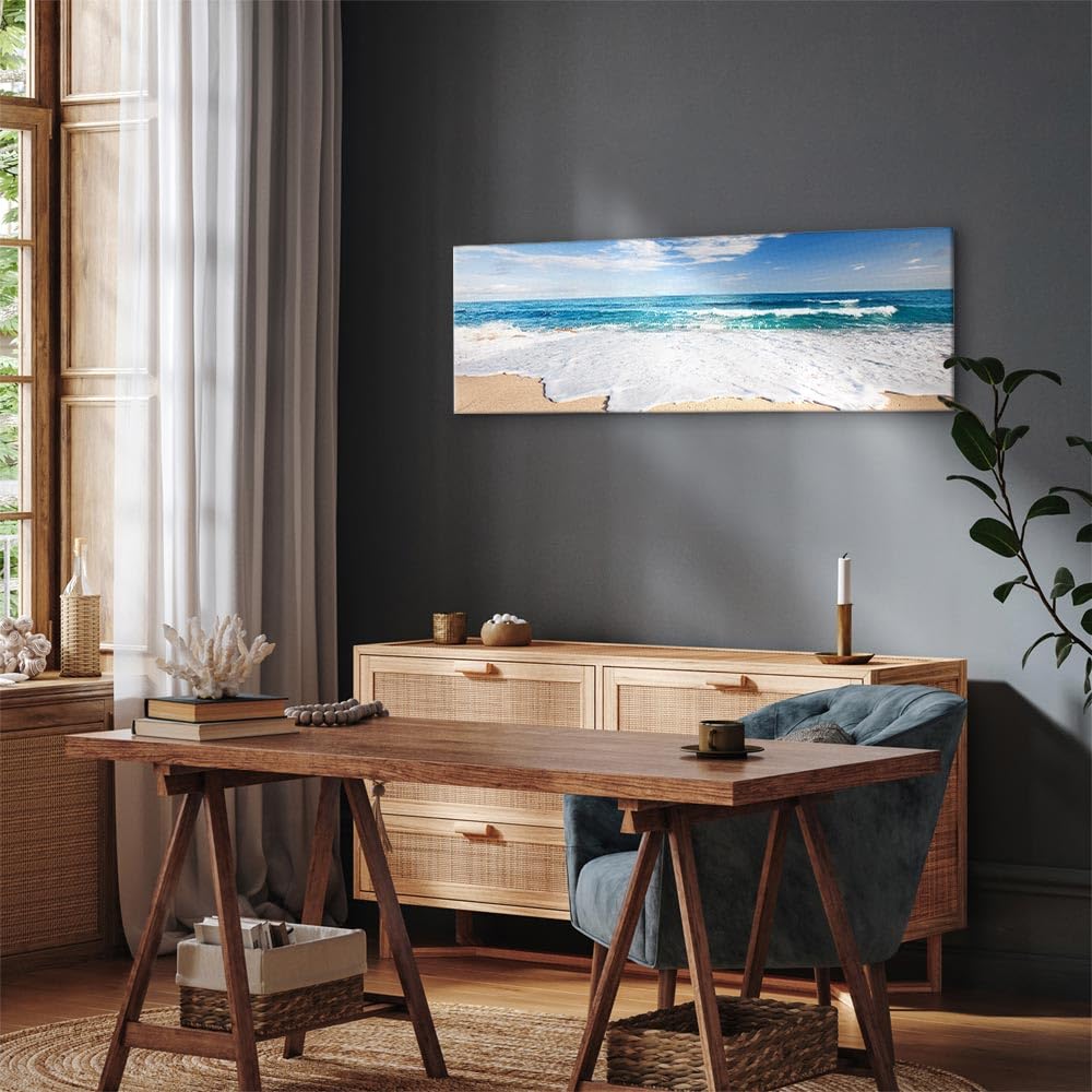 Cuadros B&D XXL - Cuadro en Lienzo Mar Playa 150x50 cm 1 pieza - Impresión en material tejido no tejido cuadros decoracion salon modernos lienzos - Naturaleza Paisaje c-A-0049-b-d