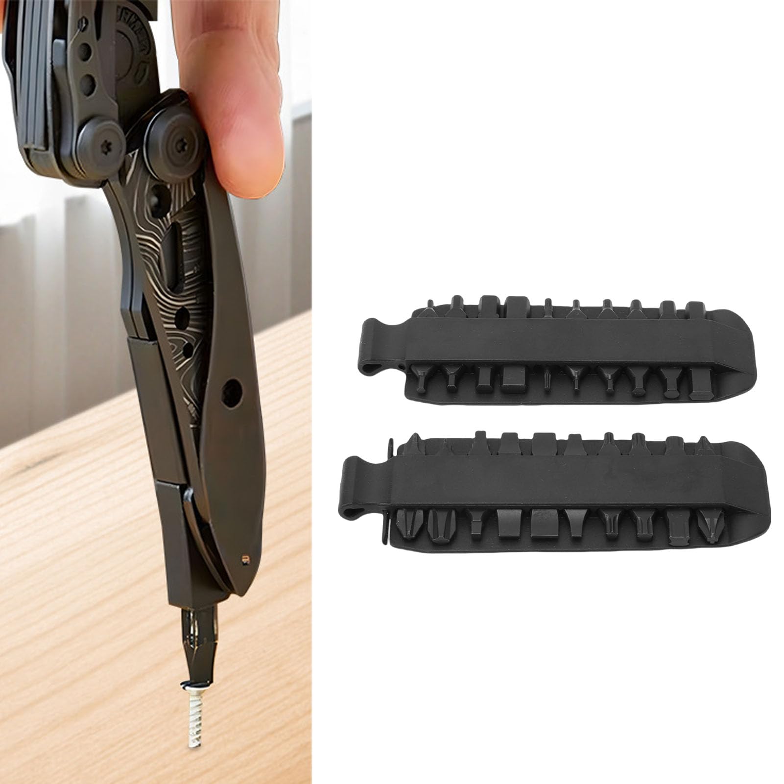 Juego de 21 puntas planas, 2 puntas de destornillador con doble funda, acero de aleación S2 endurecido de grado industrial para alicates, herramienta multifuncional