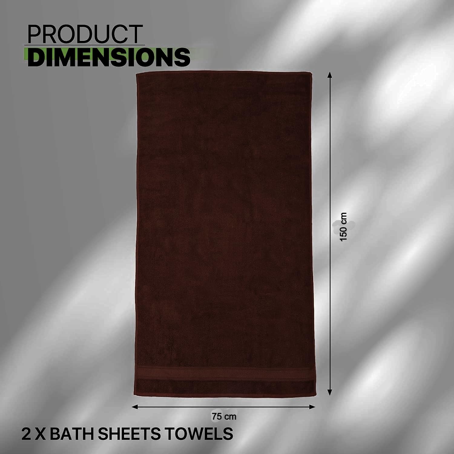 TEXTILESY Pack of 2 Large Bath Sheet Towel Set- 75 x 150 cm-500 cm-100% Cotton Bath Sheet Towels Quick Dry & Absorbent (Cotton - Image 2