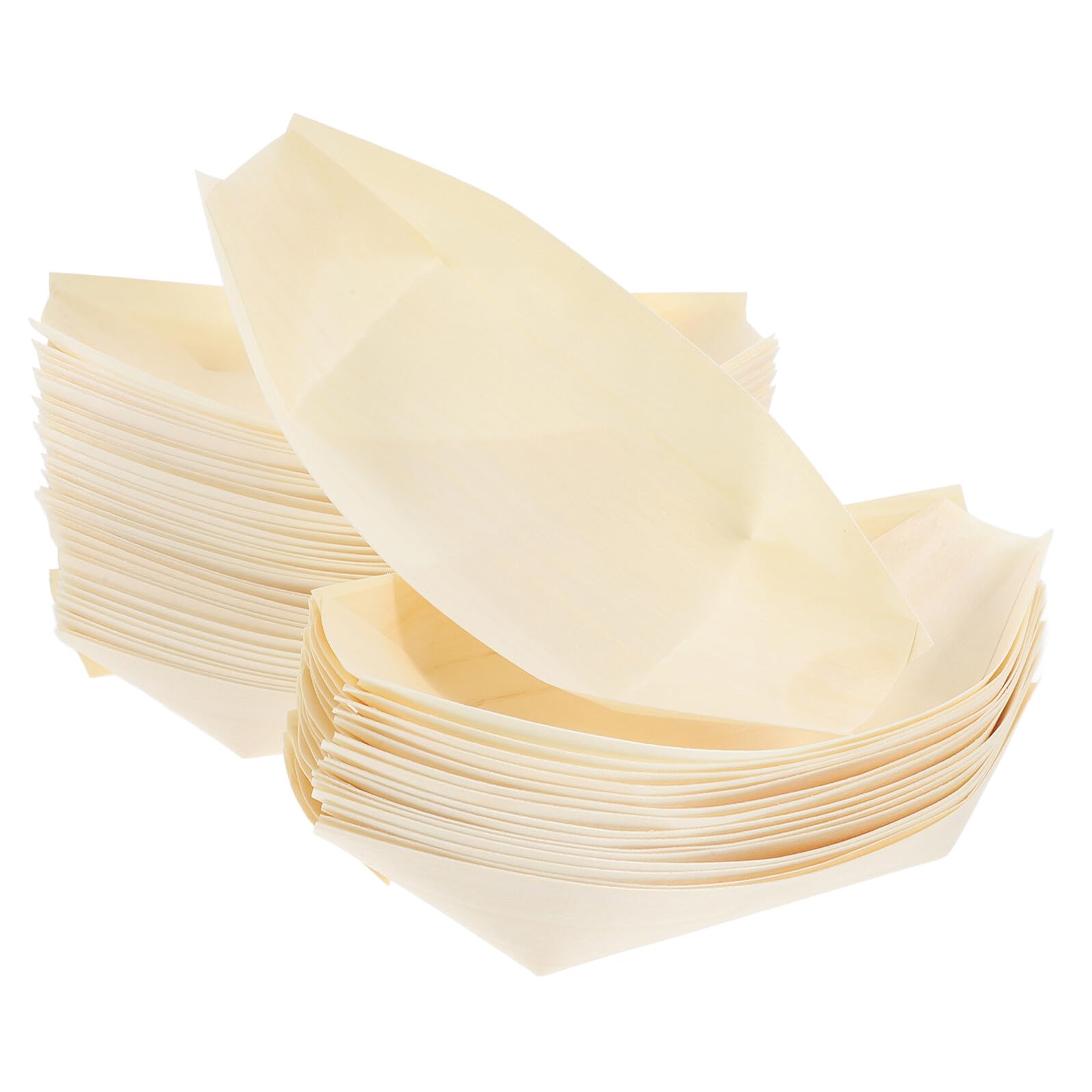 150 Stück Einweg Holzbootteller 17x8,5x4cm Catering Holzteller aus Natürlichem Holz Serviertabletts für Sushi Snacks Tacos Popcorn Partygeschirr für Gastronomie Familienfeiern