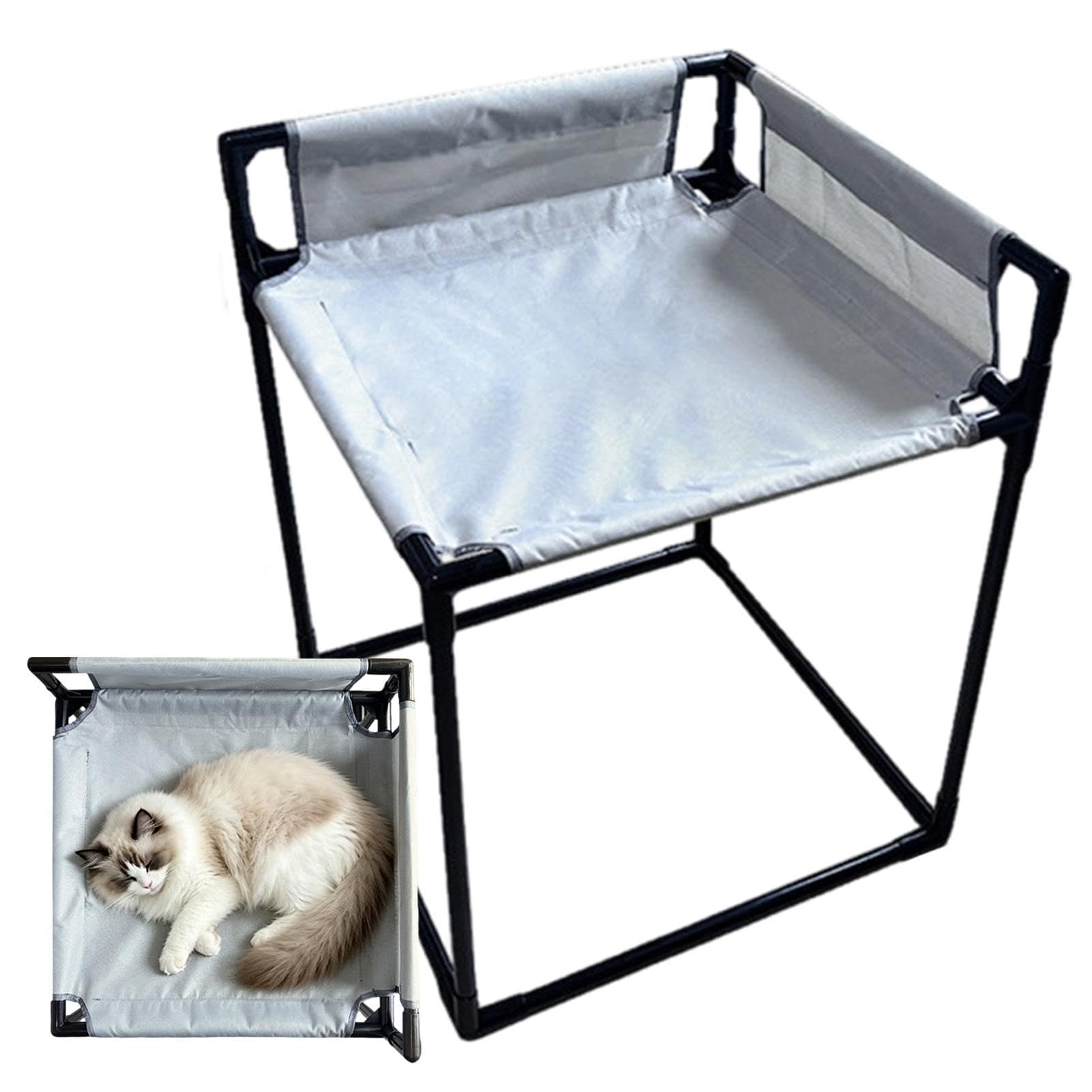 Cama para gato de noche con barandillas para seguridad en ventana lateral