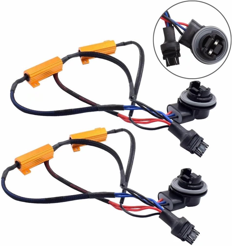 Jahyshow Hyper Flash/Bulb Out Error Fix Wiring Adapters Compatible With 3157 3057 3155 3357 3457 4157 LED Bulbs Turn Signal or Tail Brake Lights