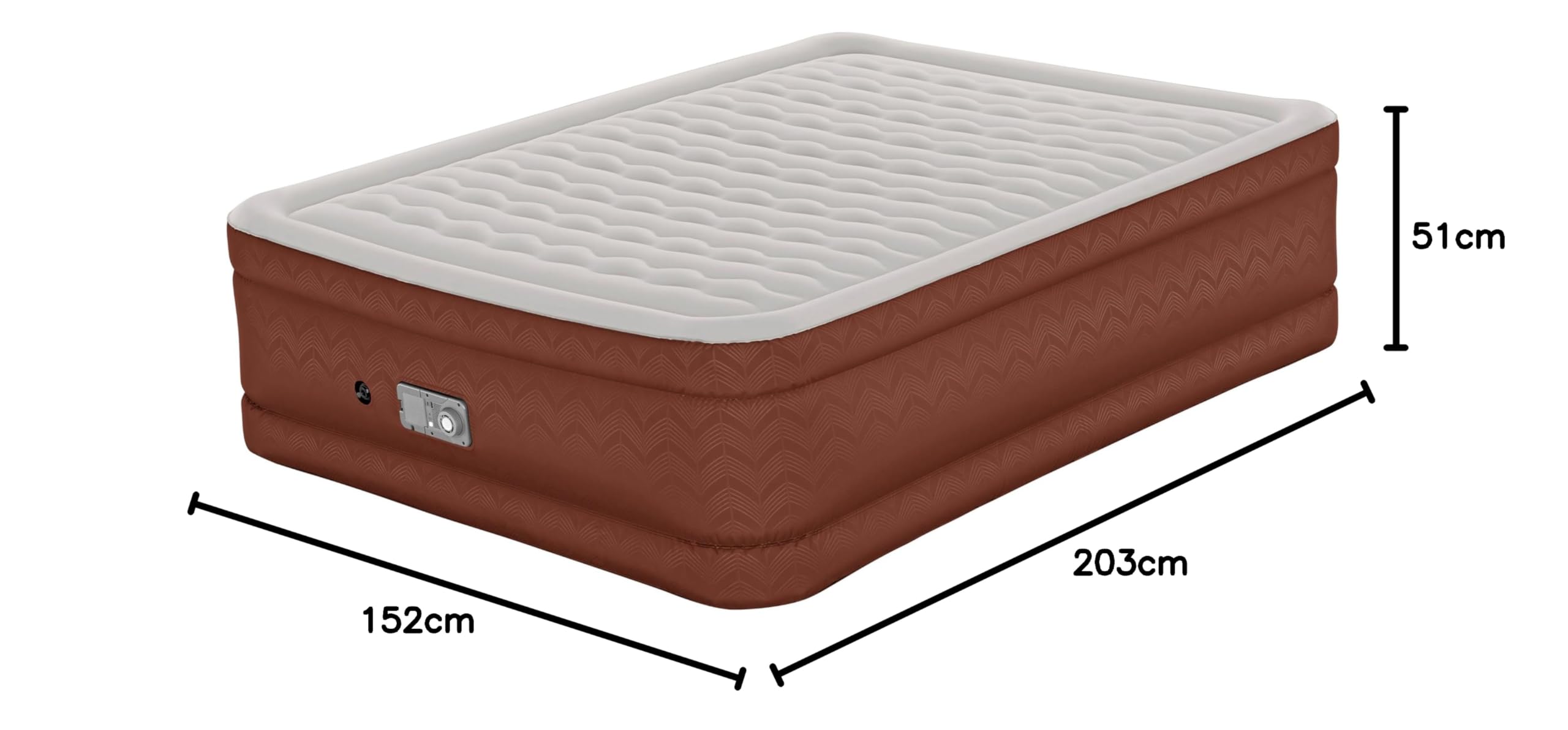 Bestway AlwayzAire Fortech podwójne łóżko dmuchane z pompą Comfort Choice+, 203 x 152 x 51 cm, dla 2 osób, 350 kg, 180 s, falowane wiązki, porty USB, lampka nocna, Soft Top, w zestawie torba, zestaw