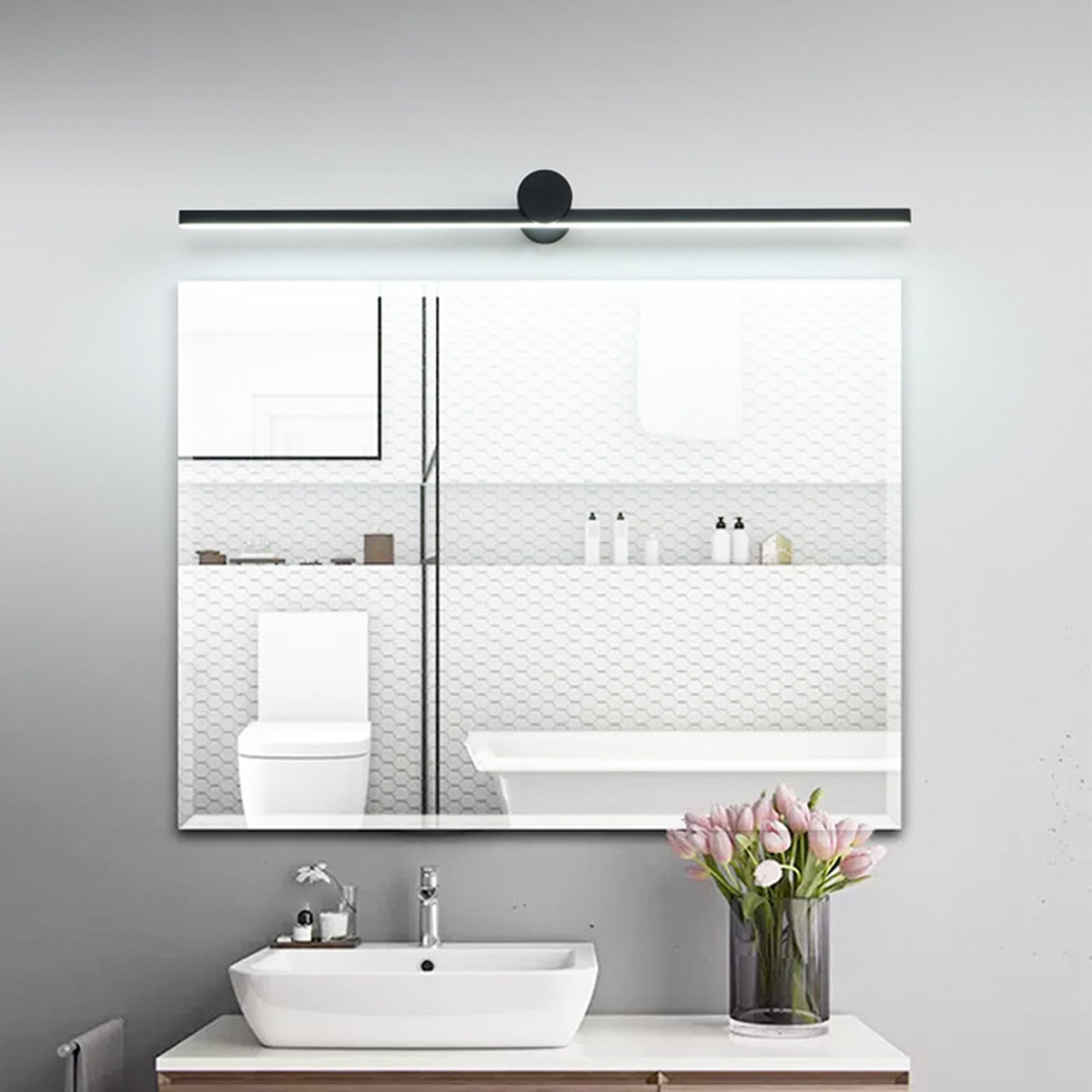 LED Spiegelleuchte Bad Wandleuchten Modern Innen Lange Wandlampen Badezimmer Aluminium Wandbeleuchtung Bilderleuchte für Wohnzimmer Küche Badschrank Schminktisch (Weiß Warmes Licht,50cm)