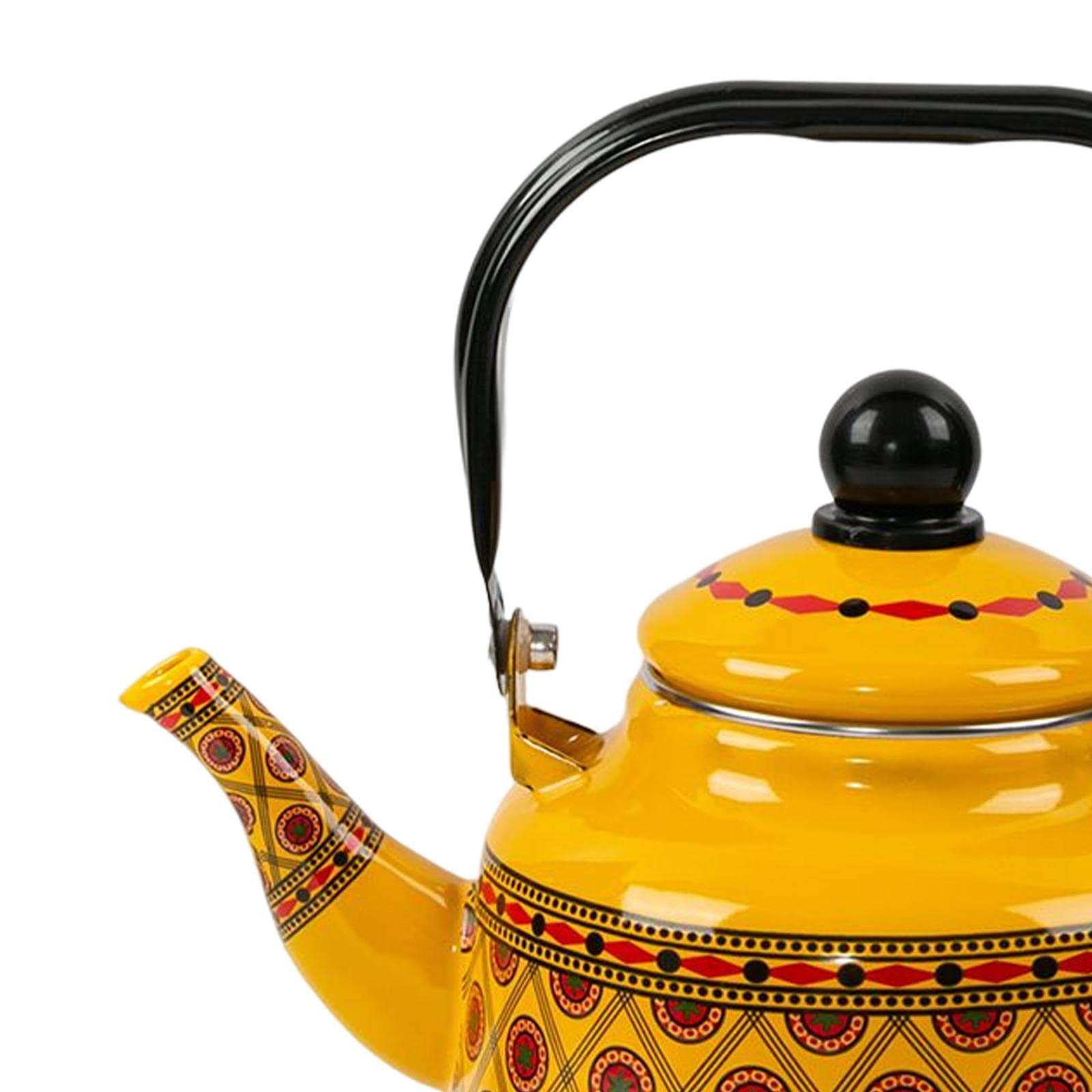 2,5 l emaillierter Teekessel, tragbarer Warmwassertopf, Geschirr, glasiert, klassisches Design, kein Pfeifen, Teekessel für den Herd zum Picknick, gelber Stil B (gelber Stil B)