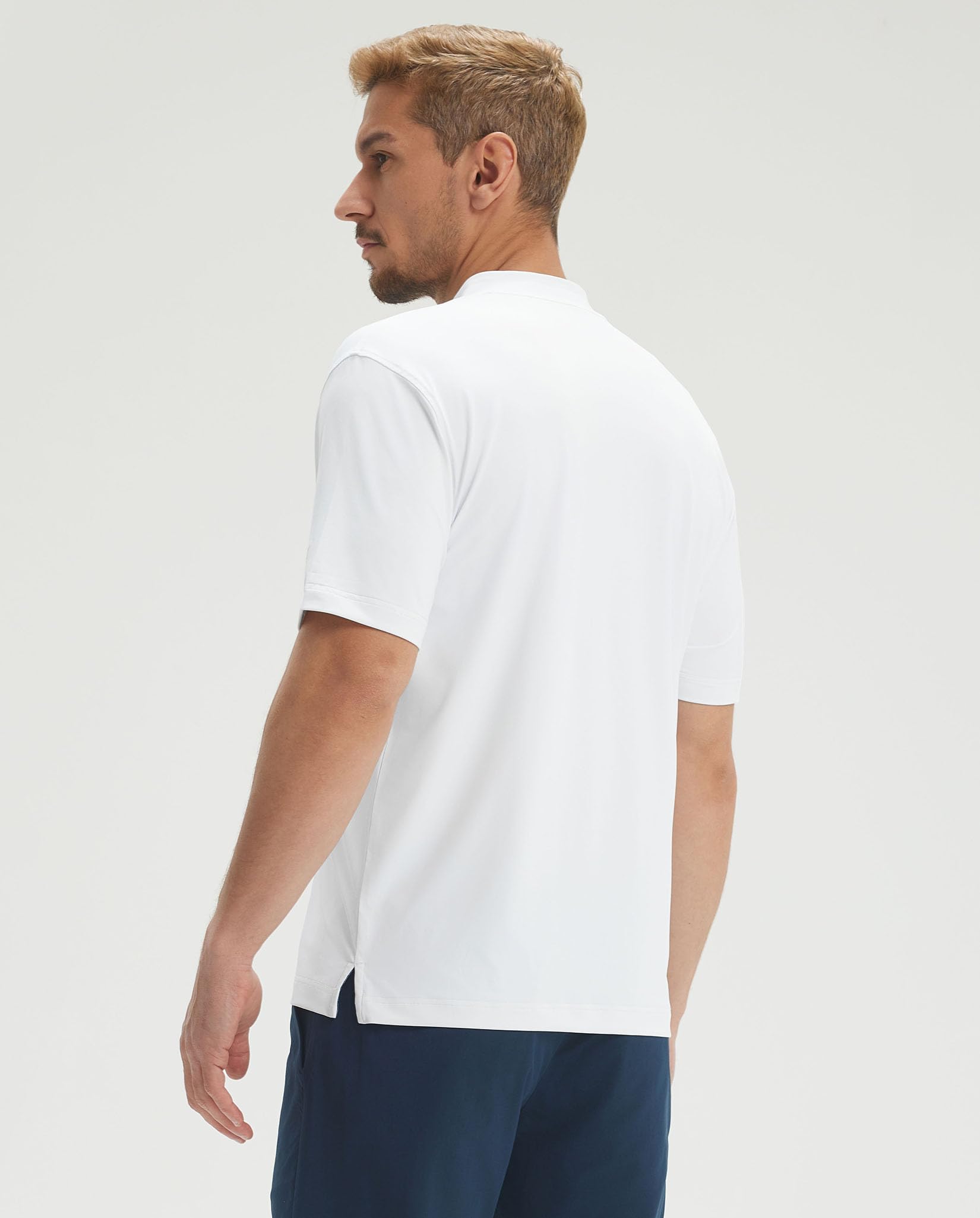 M MAELREG Mens Golf Shirts Collarless Performance Dry Fit Moisture Wicking Casual Solid Short Sleeve Henley Shirts for Men — view 3
