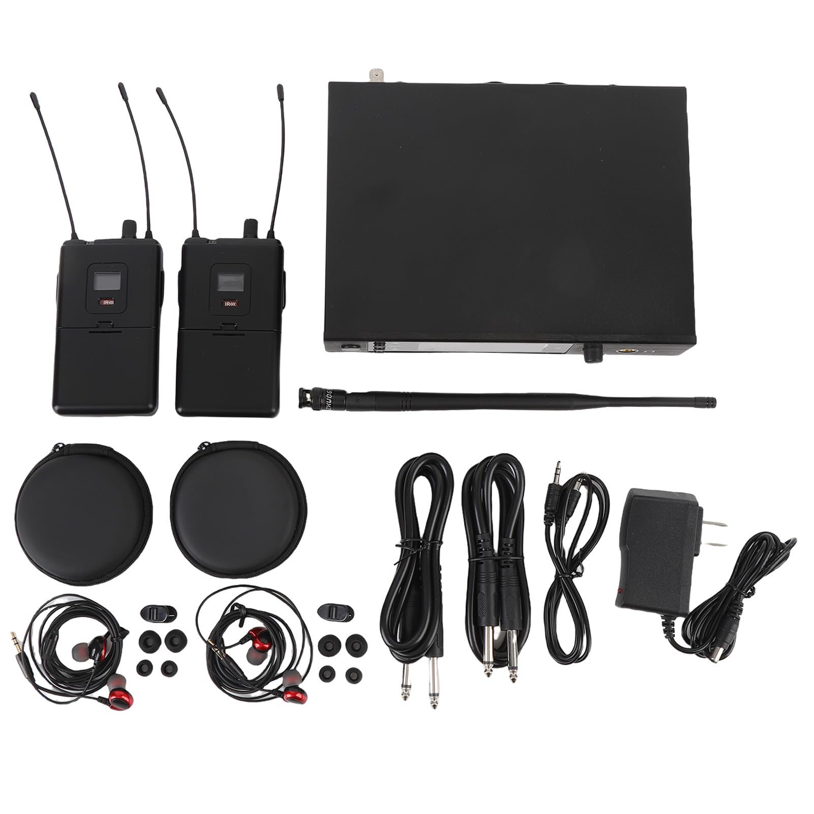 2-in-1-Wireless-In-Ear-Monitoring-System, UHF-Technologie für Starke Signale mit Beltpack-Empfänger und LCD-Display, für Bühnen-KTV-Auftritte und Band-Auftritte (EU-Stecker)