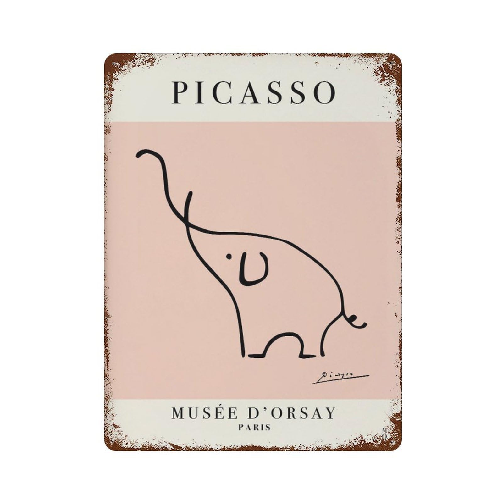 xiaoxiaoshen Picasso Elephant Animal Line Exhibition Wall Decor Art Metal Tin Poster Modern Home Decor Art Home Bar Shop Decorations Vintage Sign 40x30cm