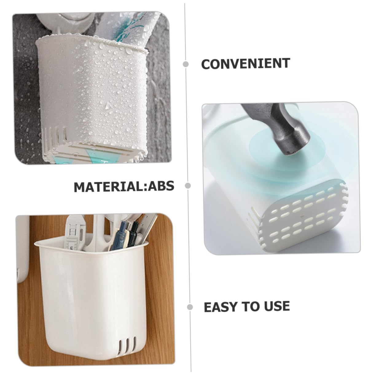 4 Pezzi Portaspazzolino Con Ventosa Per Bagno Portaspazzolino Da Da Per Bagno Da Abs Bianco
