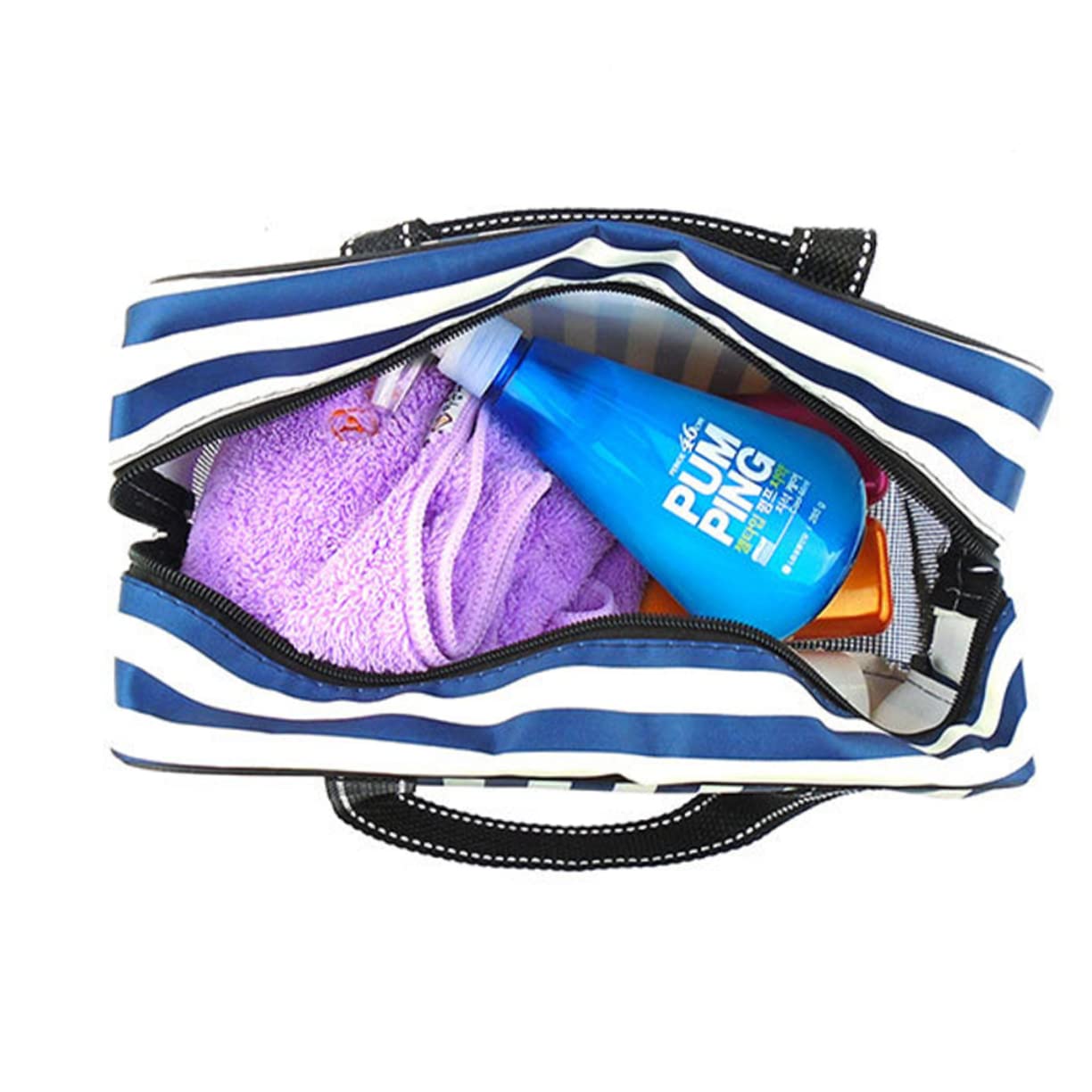 Didiseaon 2pezzi Borsa Da Bagno Strisce Blu e Bianca Portaoggetti Per Doccia Capacità Versatile Per Viaggi e Uso Quotidiano Accessorio Essenziale Per Bagno e Fitness
