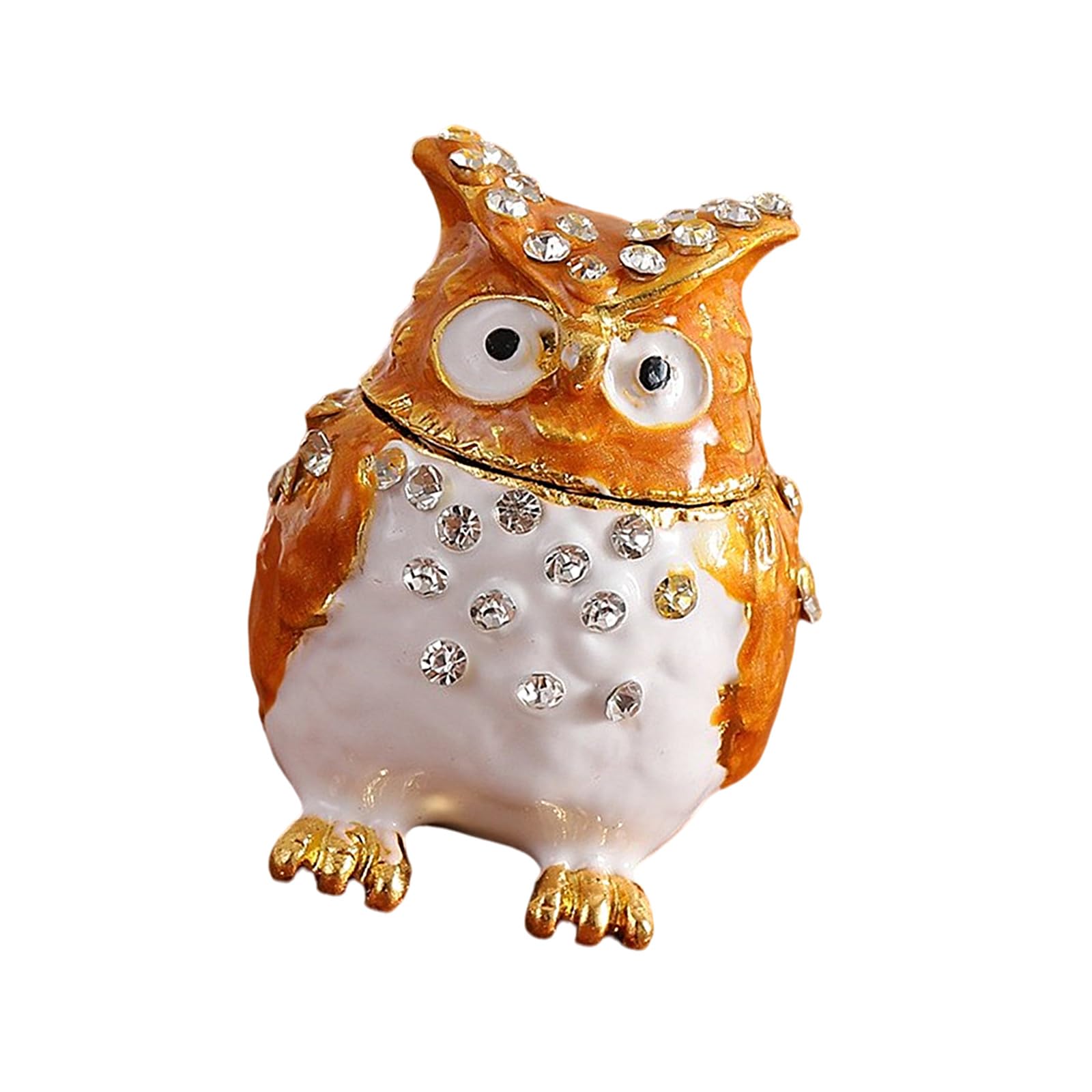 Piceioep Diamonds Encrusted Owl Shaped Alloy Jewelry Box with Secure Storage Compartment for Earrings Necklaces Jewelry Organizers