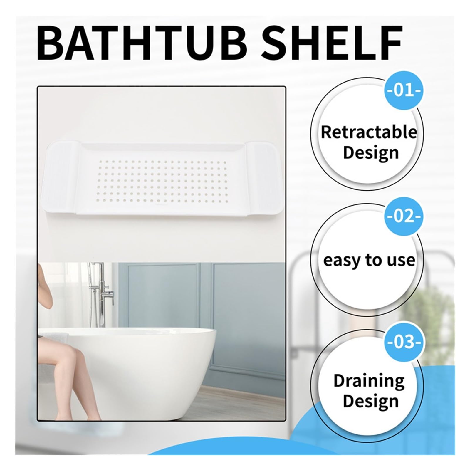 Bandeja retráctil para bañera, Estante y toallero, Soporte para Lavabo y Fregadero de Cocina versátil, Ideal para una Experiencia de SPA en casa.