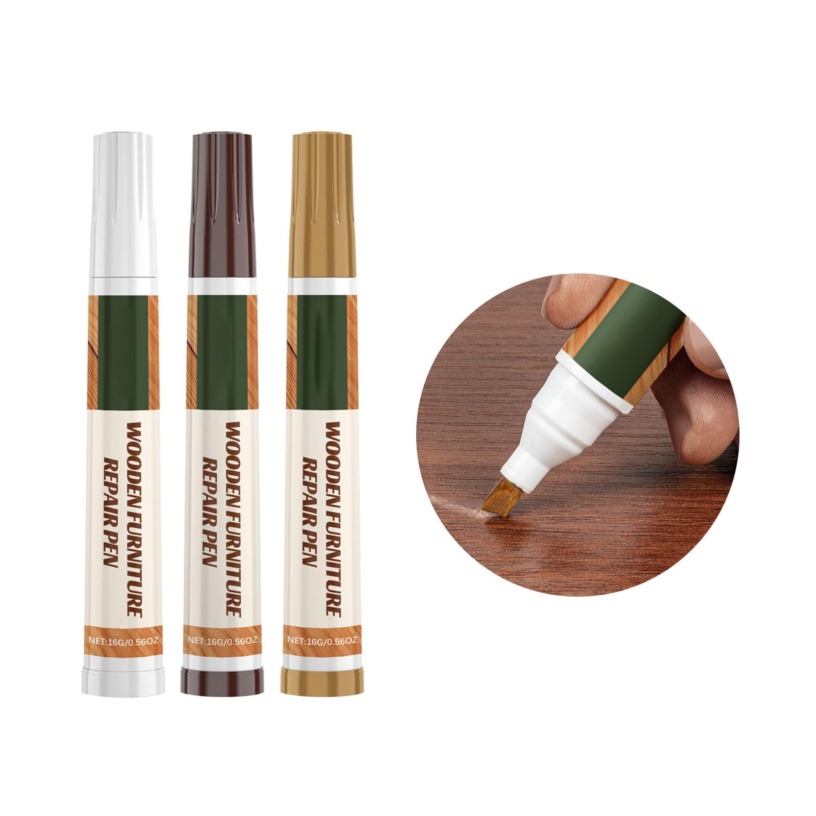 3Pcs Furniture Repair Marker for Stain Scratch Wood Floor Table Desk Furniture Marker Wood Scratch Repair Marker