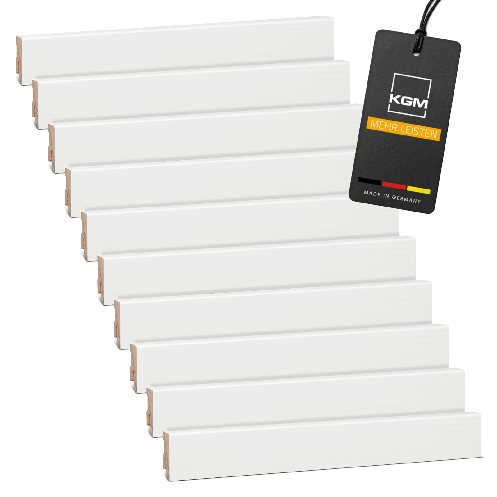 KGM Massivholz Sockelleiste Modern - Weiß - 2400 x 16 x 40 mm - 20 Stk.