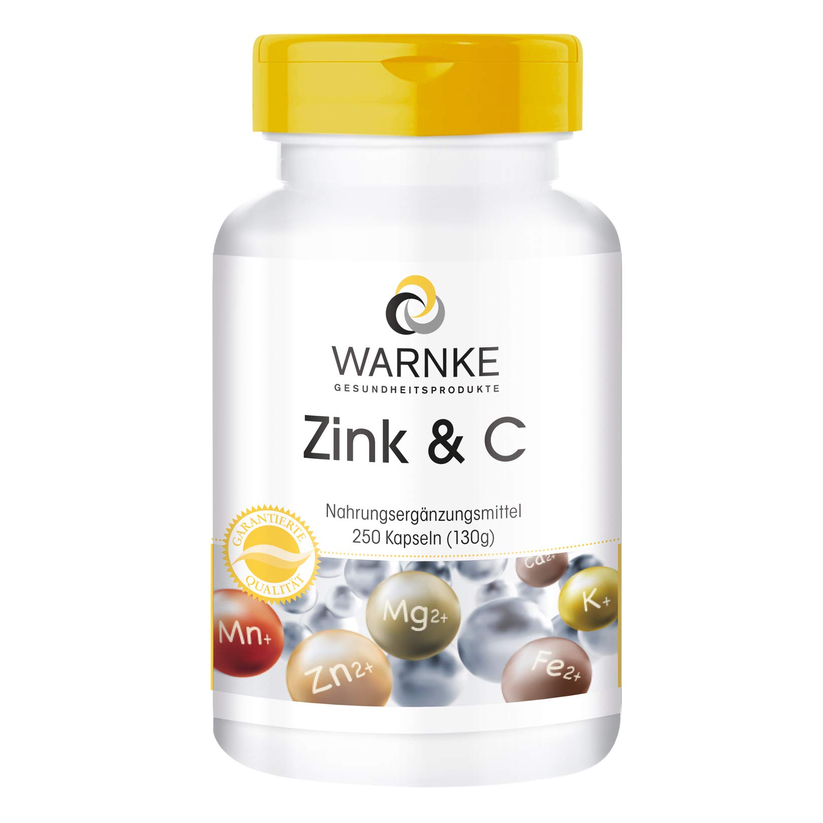 Warnke Vitalstoffe Zinc and C 300 mg Vitamin C Plus 5 mg Zinc 250 Capsules Large Pack Vegi 130 g