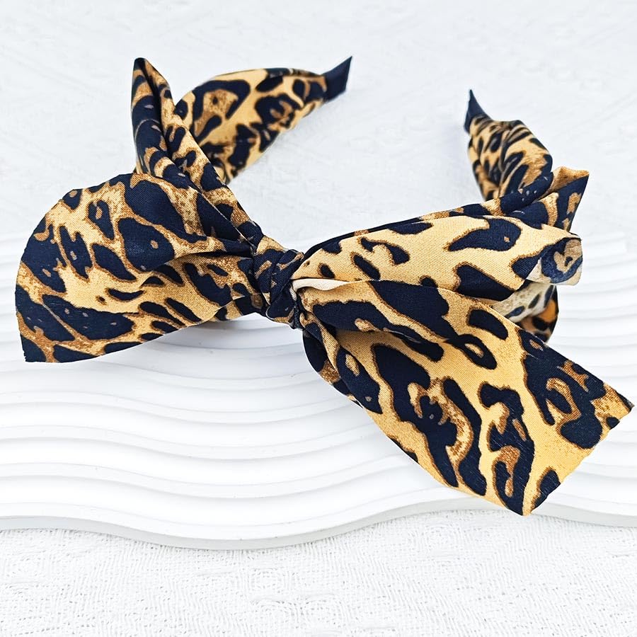 Diadema grande con lazo para el cabello para mujer, diadema con lazo de leopardo, diadema con lazo anudado, diadema con estampado de leopardo, disfraz de cosplay, accesorios para el cabello