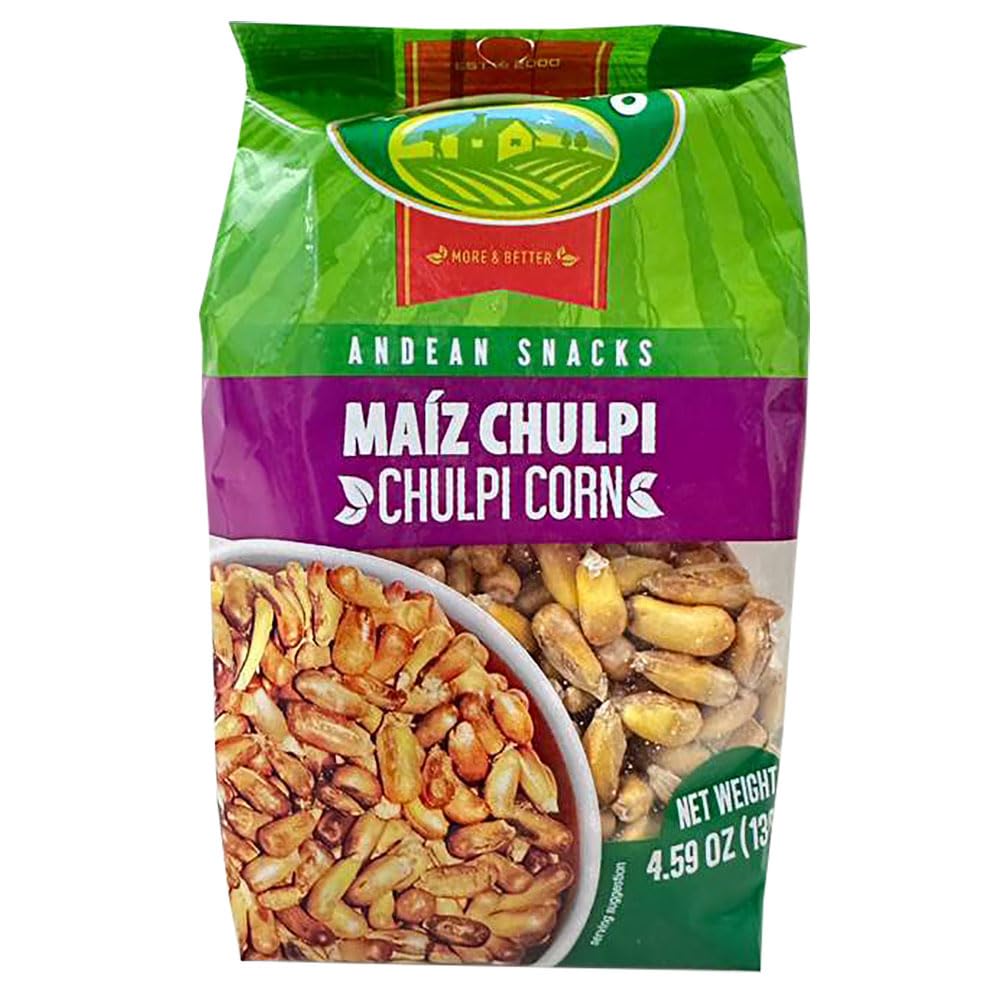 DEL CAMPO Andean Snacks | Salted Crunchy Chulpi Corn | Maiz Chulpe Frito Salado | 4.59 oz. | Pack of 2 | Product of Peru