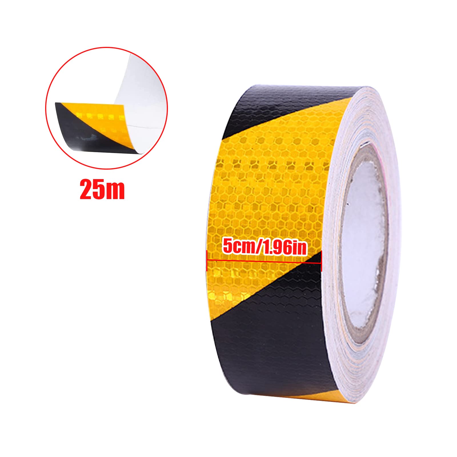 25M x 5cm Nastro Segnaletico Nastro Catarifrangente Alta Visibilità Adesivo Nastro Adesivo Giallo Nero Per Auto Moto Veicoli E Trattori Bicicletta Attività Notturna