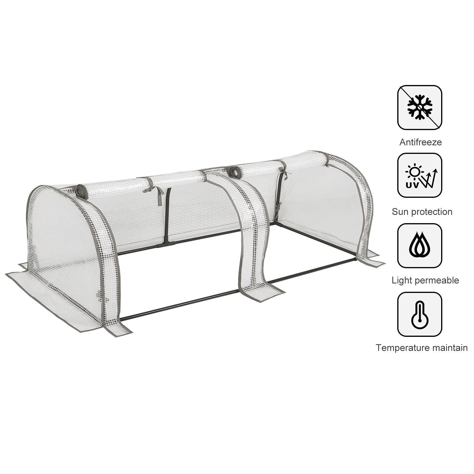 WOLTU Serre de Jardin, 130x60x50cm, Serre pour Plantes, en PE Imperméable et Demi-translucide 130g/m2, pour Protection de la Pluie, du Vent et de la Neige, Blanc