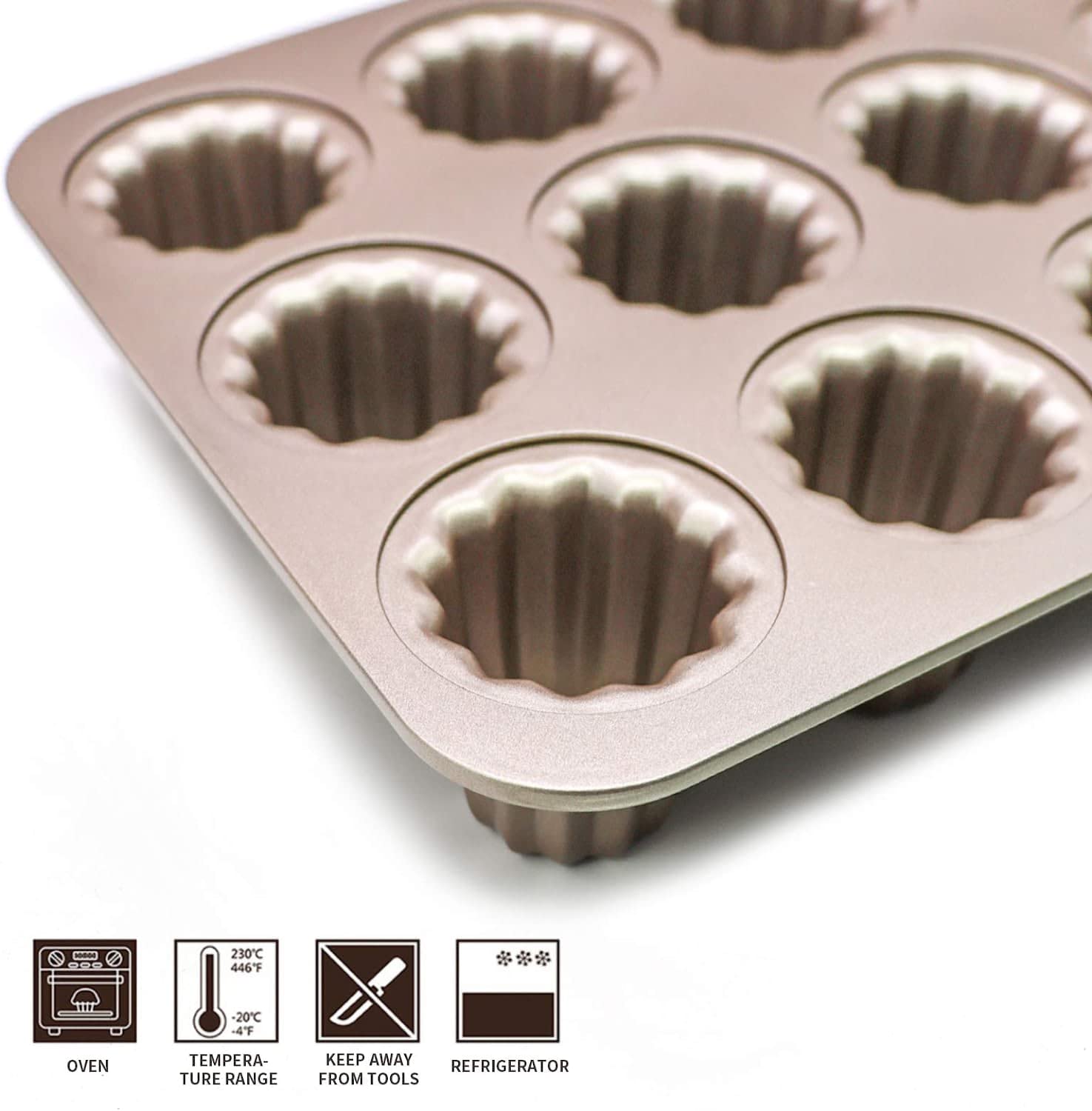 Moule à Cannelés En Acier Carbone INFANGHUA - 12 Cavités Antiadhésives Pour Four Traditionnel