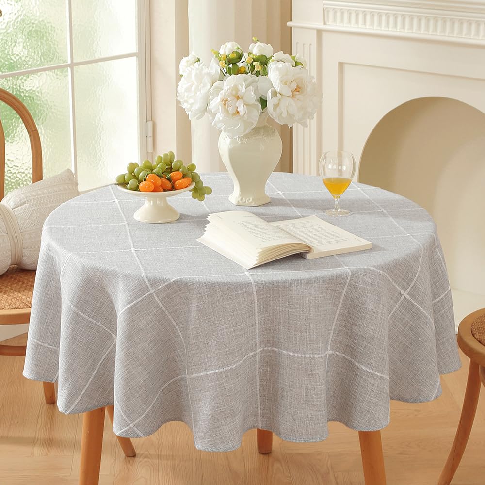 Plenmor Leinen Tischdecke Baumwolle, Leinenoptik Tischdecke Abwaschbar Table Cloth Boho Tischdecke Rechteckig für Küchentisch und Outdoor Tischtuch