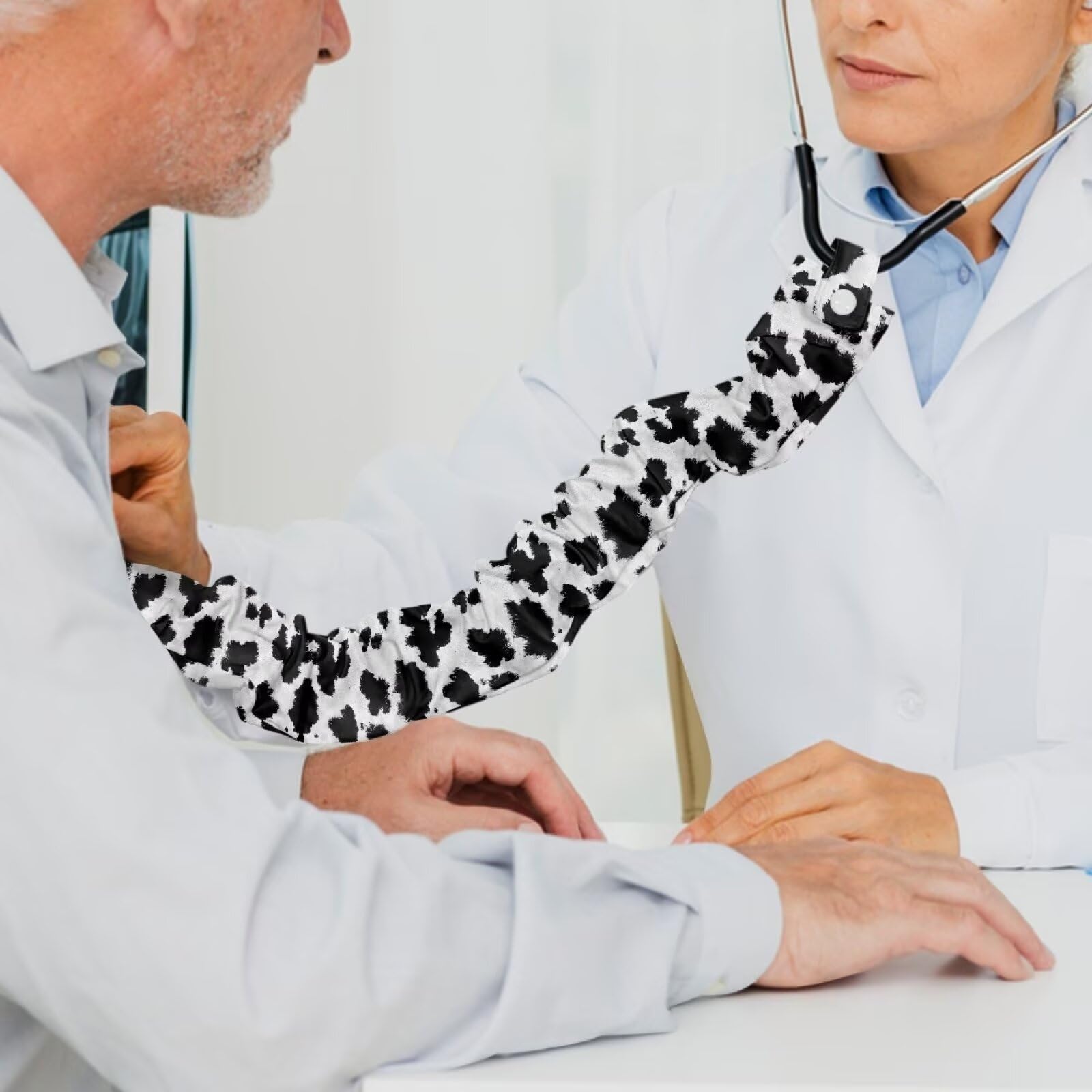 Uorisanigo Black Leopard Print Stethoscope Cover Sleeve 2 Pack Stethoscope Accessories Washable Stethoscope Covers for Nurses Doctors Stretchy Stethoscope Cover Neck Protection