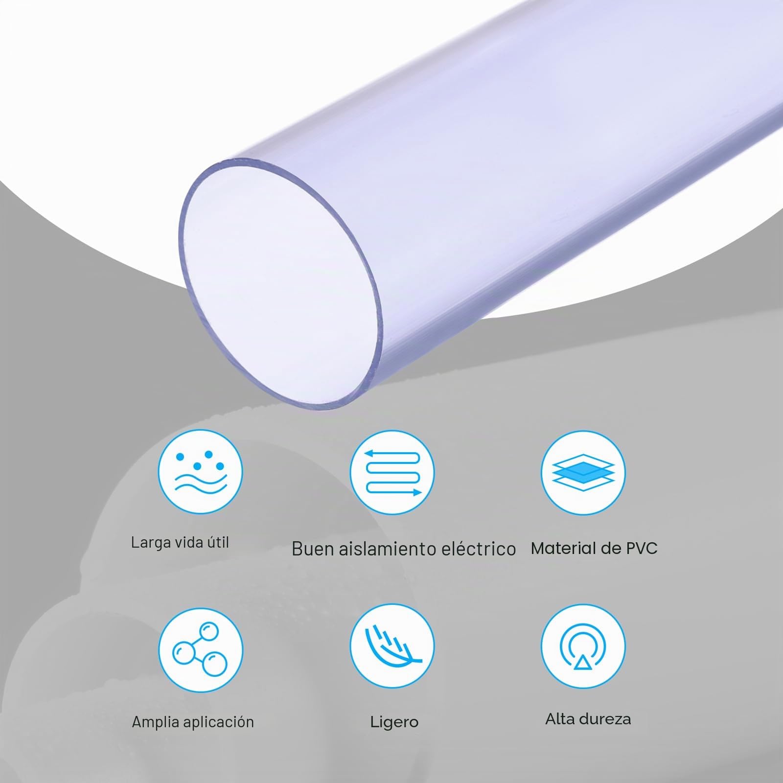 sourcing map - Manguera rígida de PVC transparente de 10,2 cm x 100 mm x 110 mm de diámetro exterior, resistente a los impactos para tuberías de agua, acuario, invernadero, jardín, color azul