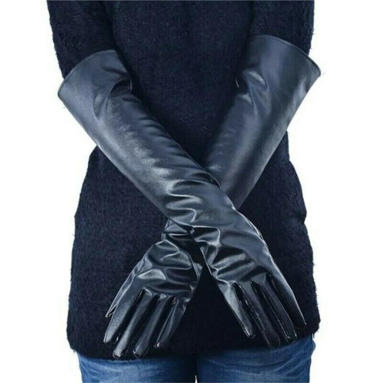Guantes Largos Mujer Guantes Mujer Codo Largo Fiesta Noche Cuero Suave Señoras Forrado Cálido Invierno