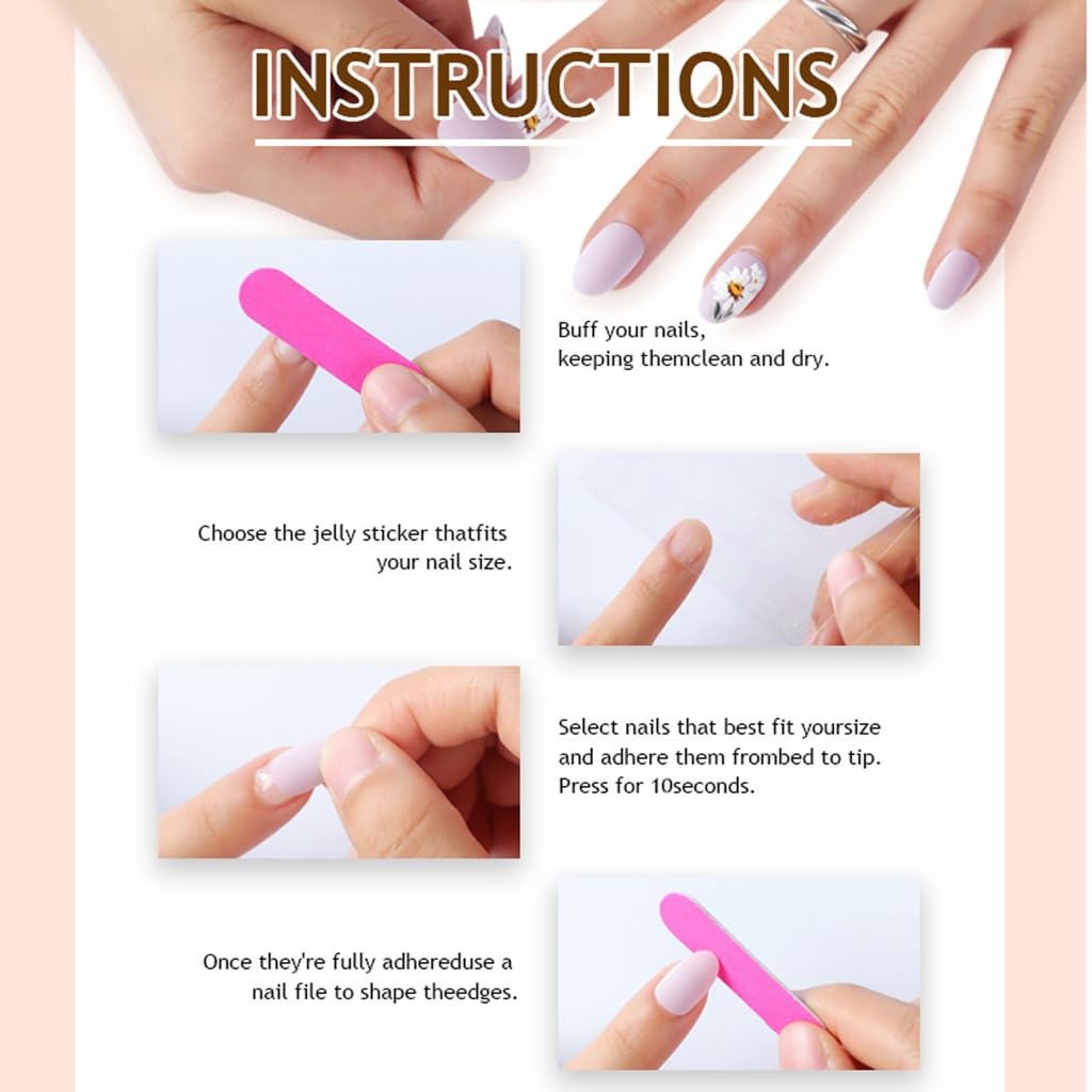 Almond Shape 24Pcs False Nails With Glitters French Tips Acrylic Design Stick on Nails For Women