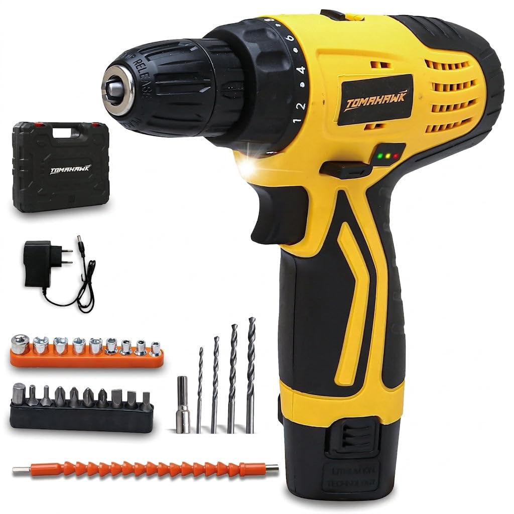 T7385 12V Cordless Screwdriver and Drill Set - 25pcs, Two-Speed, Compact and Powerful - 1350 RPM - Reversible switch Multi-Torque Clutch, 10mm Keyless Chuck - 2x1.5Ah Battery-image-37