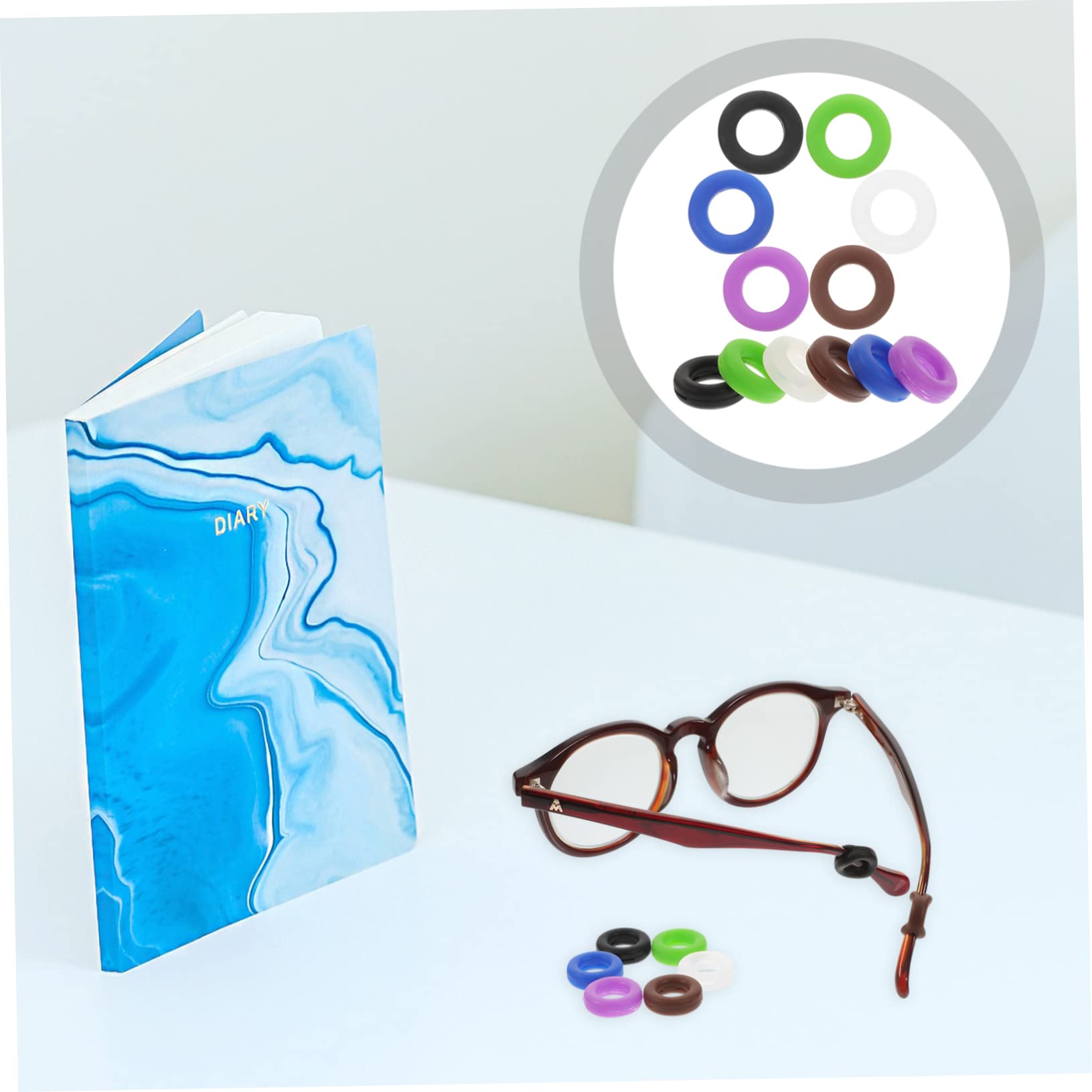 Gogogmee 12 Sets Round Retainers Anti Slip Eye Glasses Accessory Chain Eyeglasses Ear Grips Circle Ring Glasses Holder Glasses Rack Eyeglasses Temple Eyeglass Anti- Round Glasses Frames