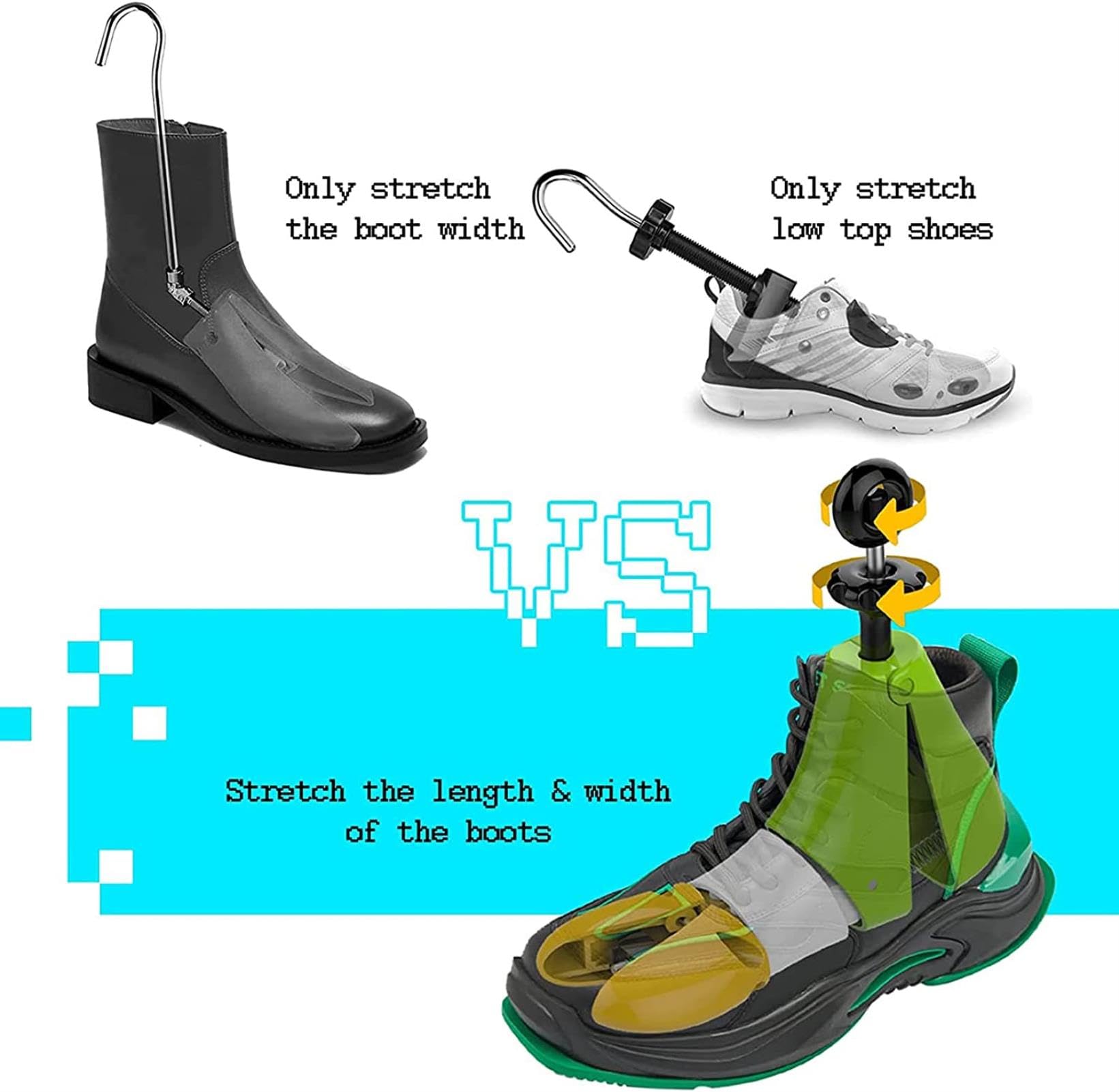 REVAHI Extensor de Zapatos para Hombres y Mujeres, expansor de árbol de Zapatos de plástico, Longitud y Ancho Ajustables, Moldeador de Zapatos Deportivos de Parte Superior Alta para Botines (37)