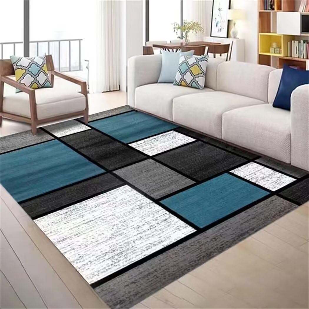 Tapis éveil bébé fille gris-bleu 130x190 cm pour salon et chambre