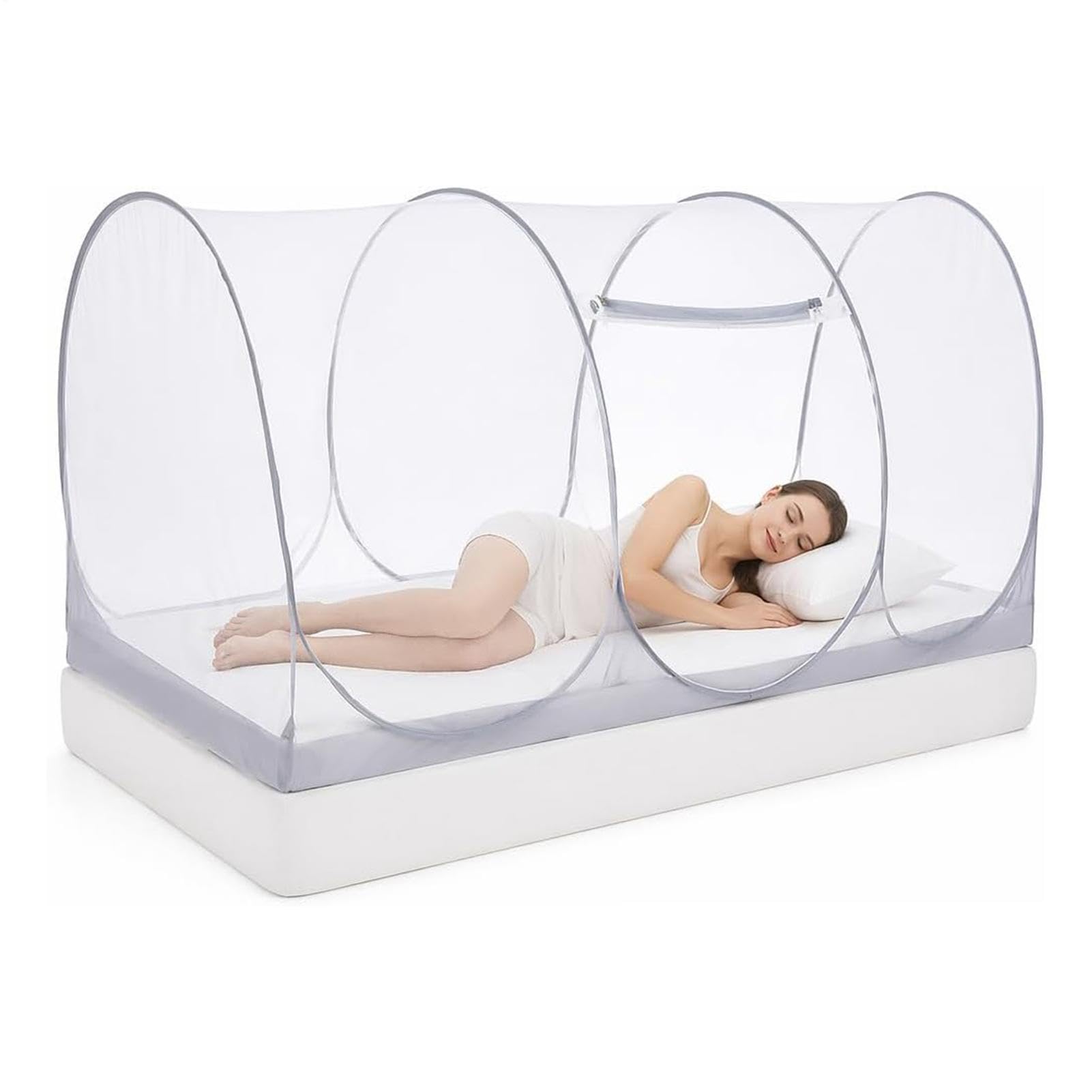 Red para cama de verano plegable: mosquitera de malla con cremallera 1